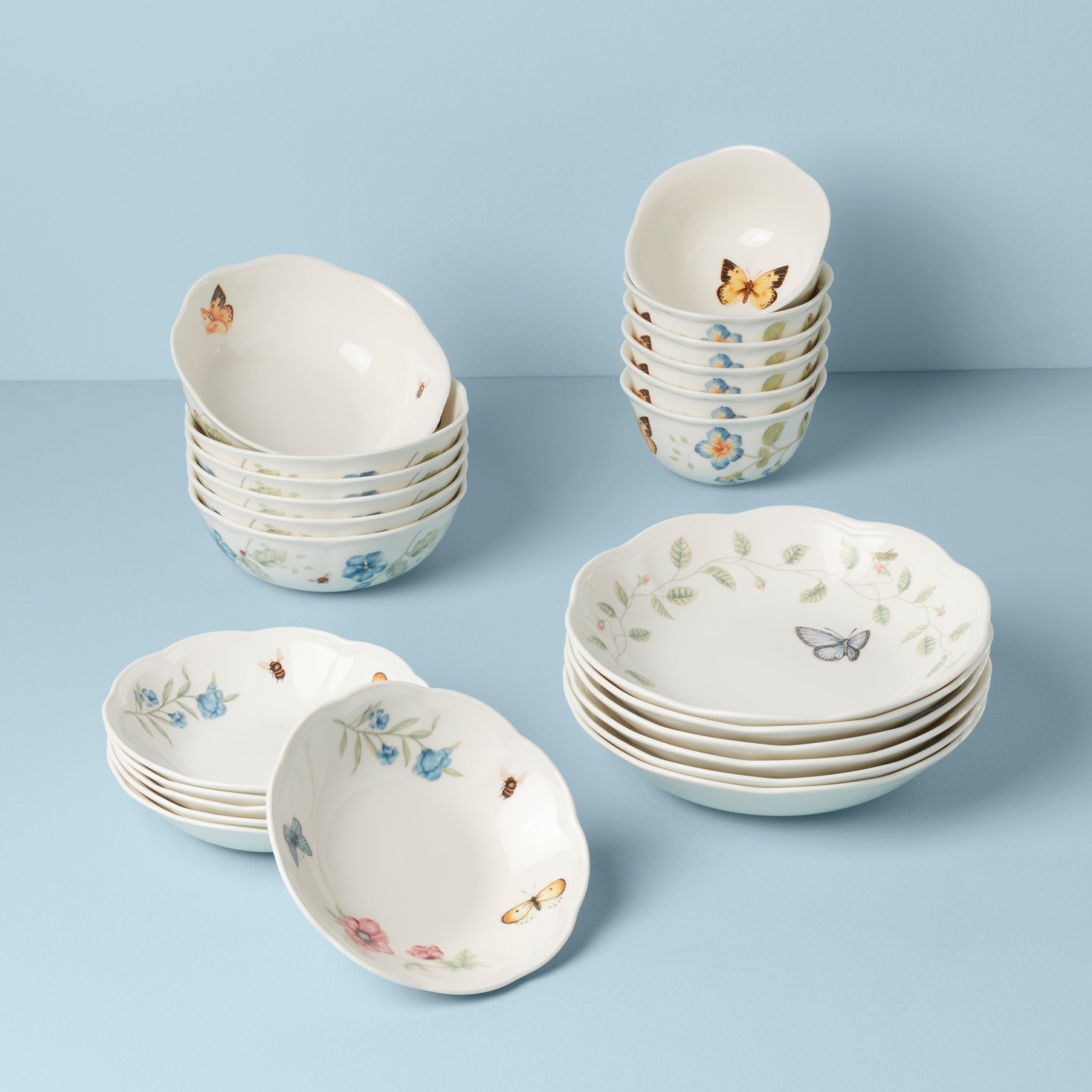 Thekbunny Butterfly Meadow 24-Piece Bowl Set