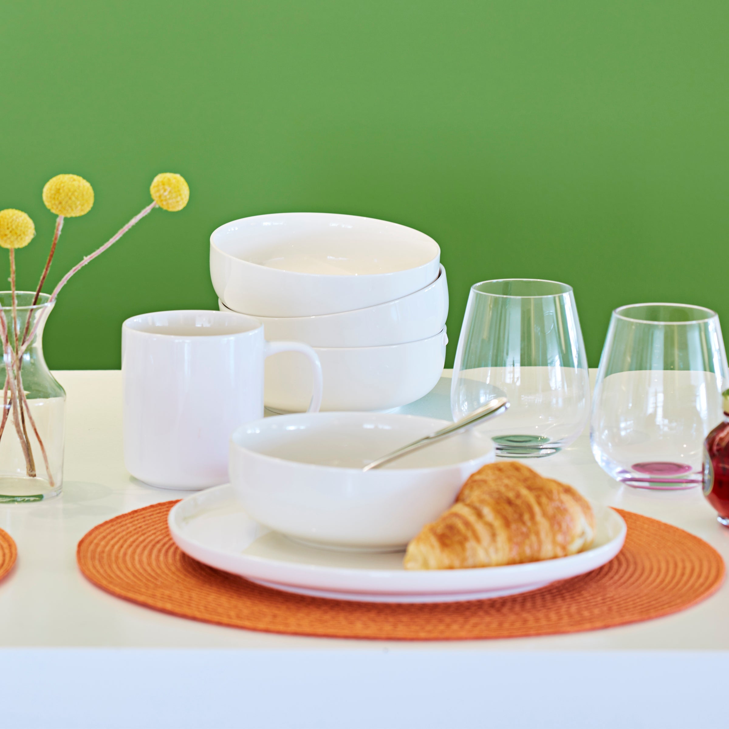 Thekbunny 24 Seven White 12-Piece Dinnerware Set