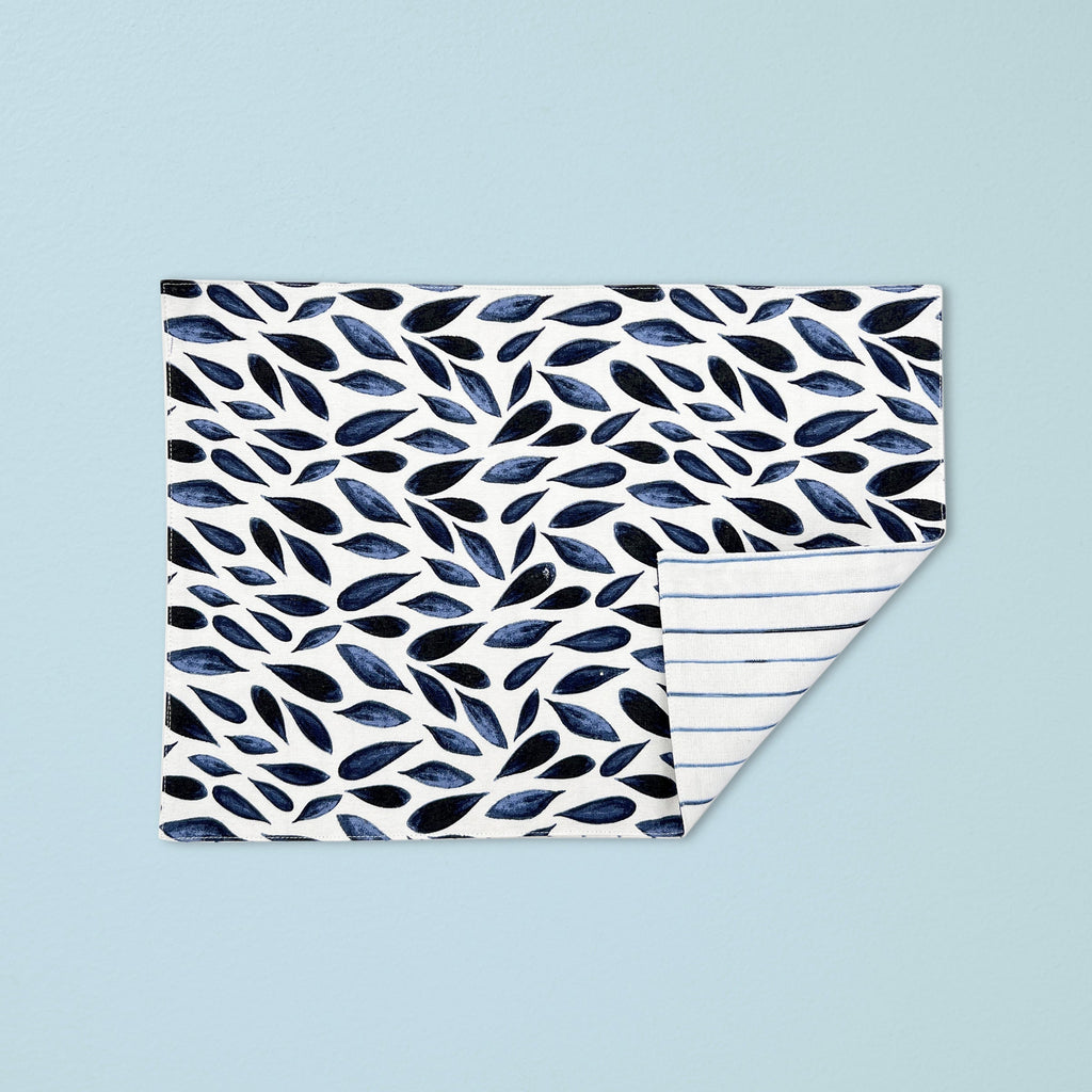 Thekbunny Blue Bay Leaf/Stripe Reversible Placemat