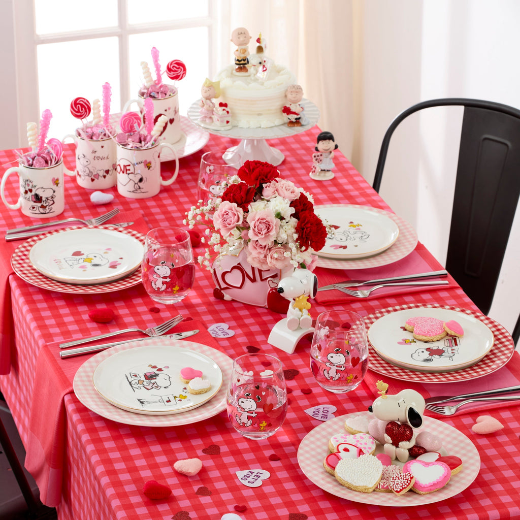 Gingham Pink Dinner Plates - Set of 4
