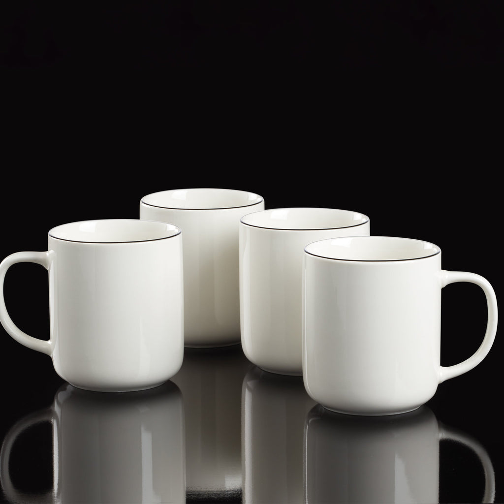 Thekbunny 24 Seven Black Rim Mugs - Set of 4