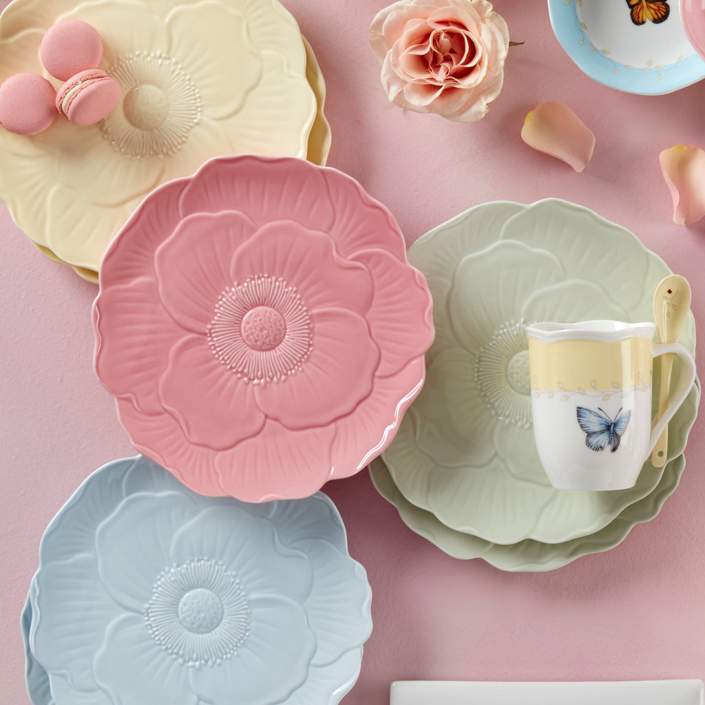 Thekbunny Butterfly Meadow Floral Blue Accent Plates - Set of 4