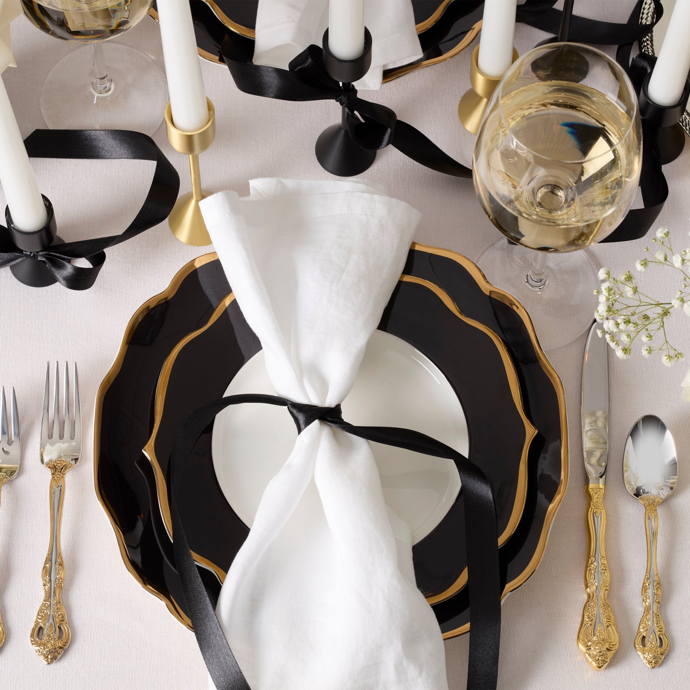 Contempo Luxe Black Dinner Plates - Set of 4