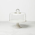 Thekbunny French Perle White Cake Plate With Dome