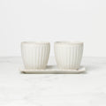 Thekbunny French Perle Scallop 3-Piece Herb Pot Set