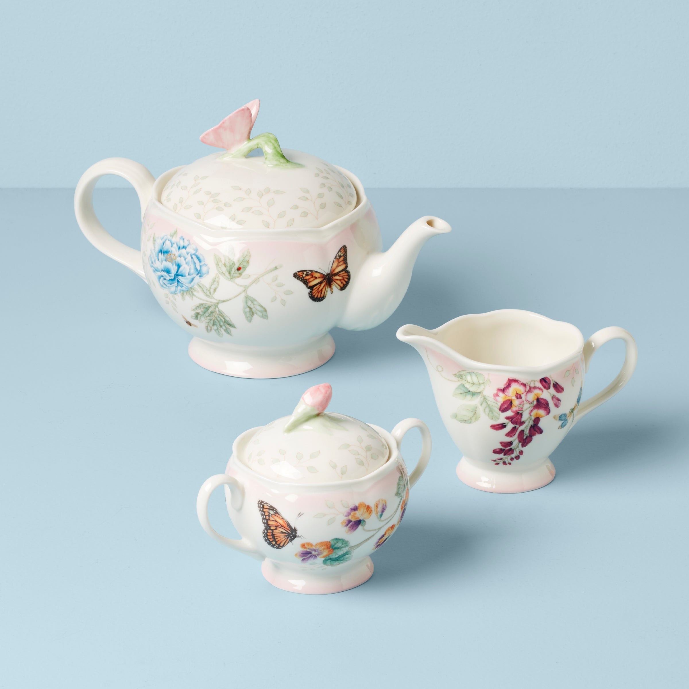 Thekbunny Butterfly Meadow Pink Ombre 5-Piece Tea Set