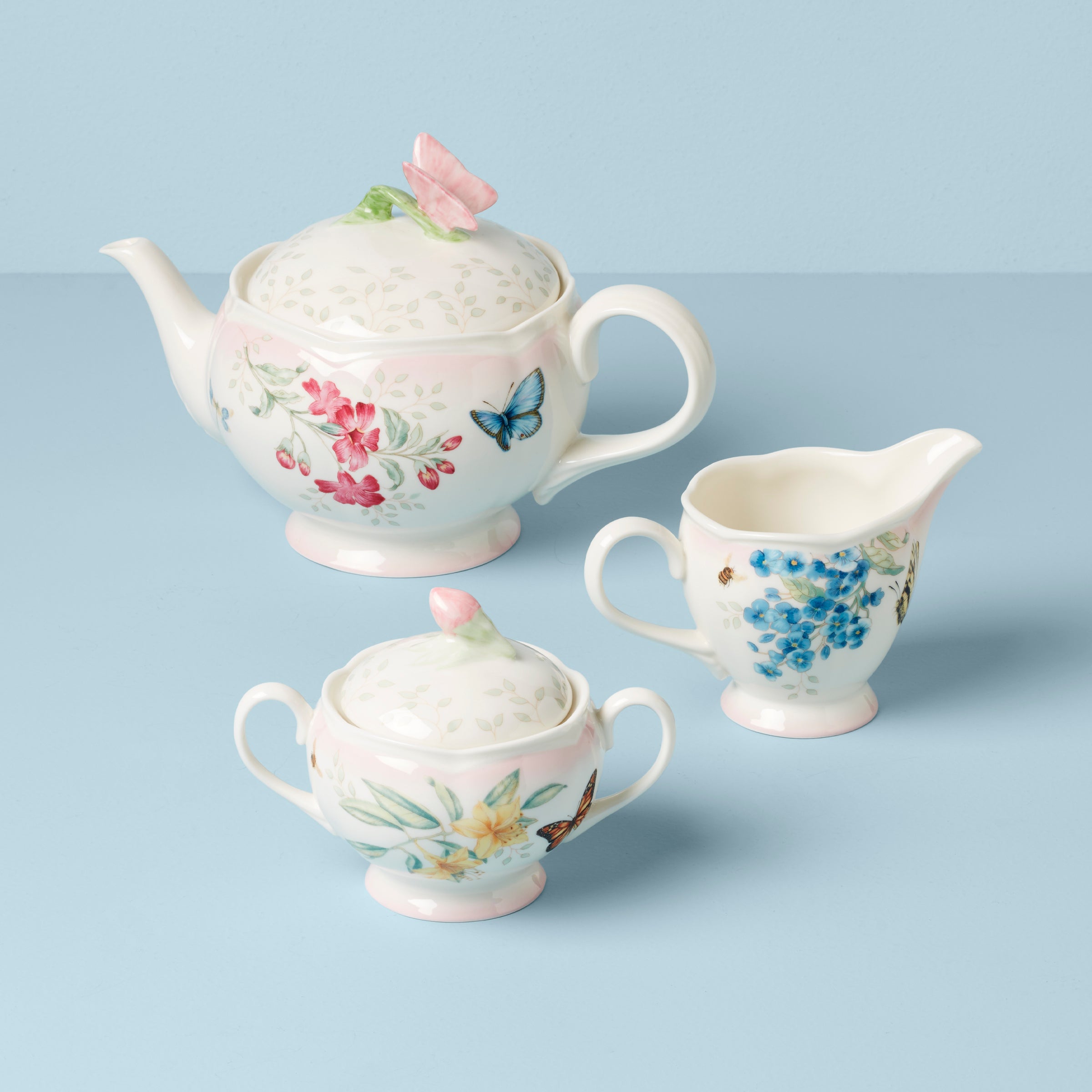 Thekbunny Butterfly Meadow Pink Ombre 5-Piece Tea Set