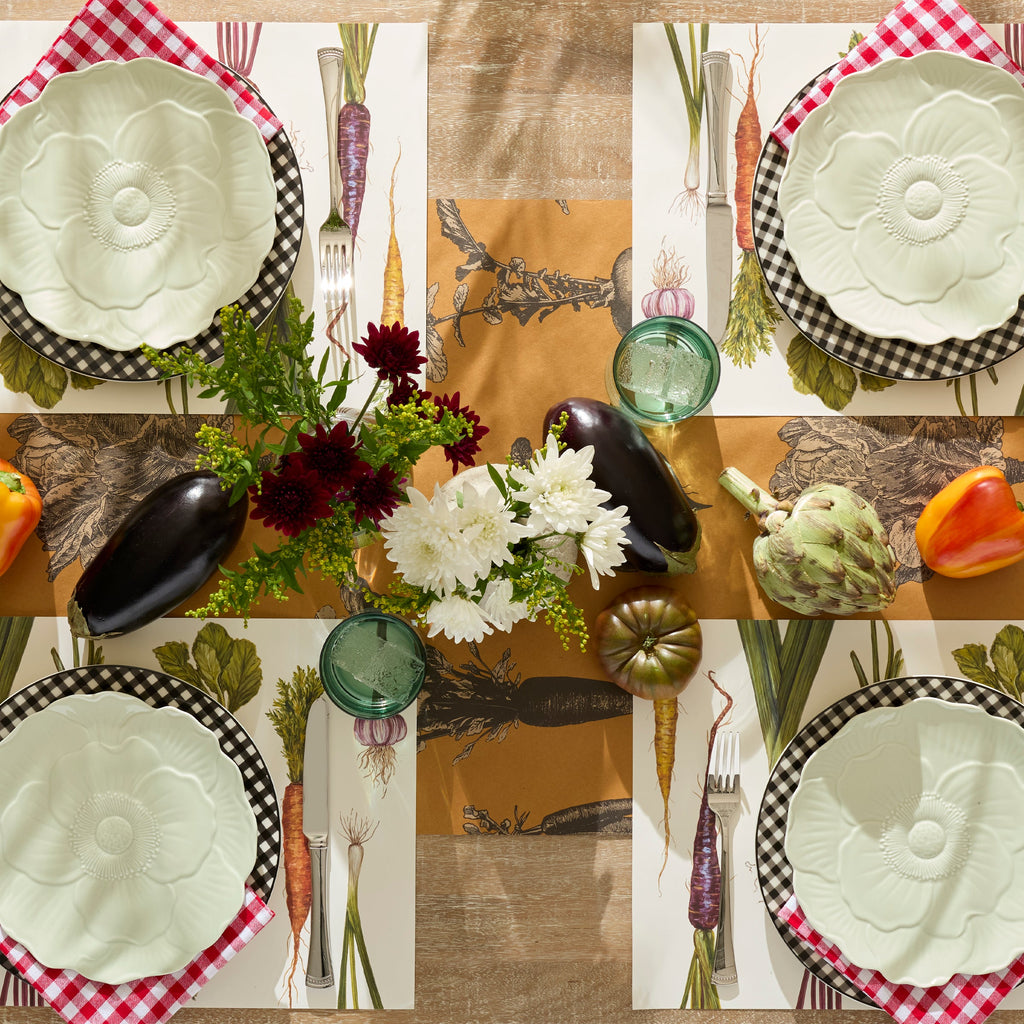 Gingham Black Dinner Plates - Set of 4
