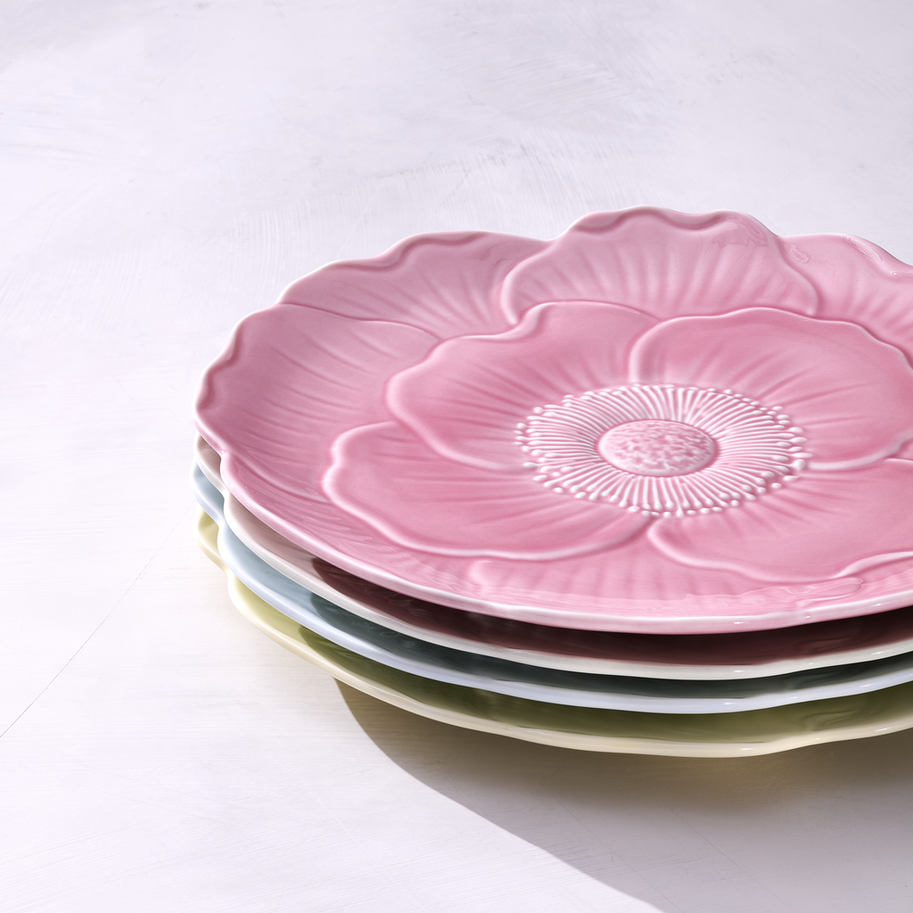 Thekbunny Butterfly Meadow Floral Pink Accent Plates - Set of 4