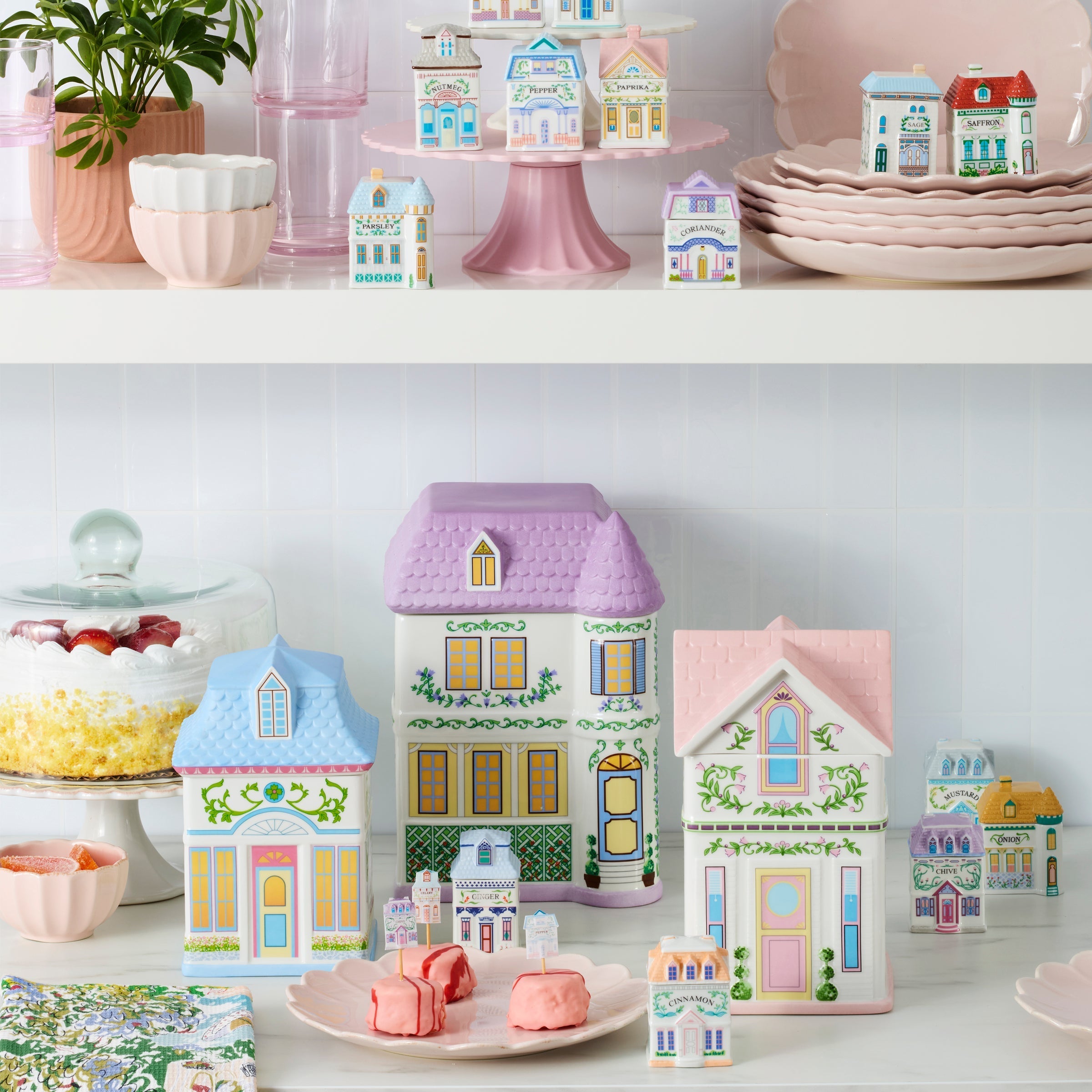 Thekbunny Spice Village House Canisters, Set of 3