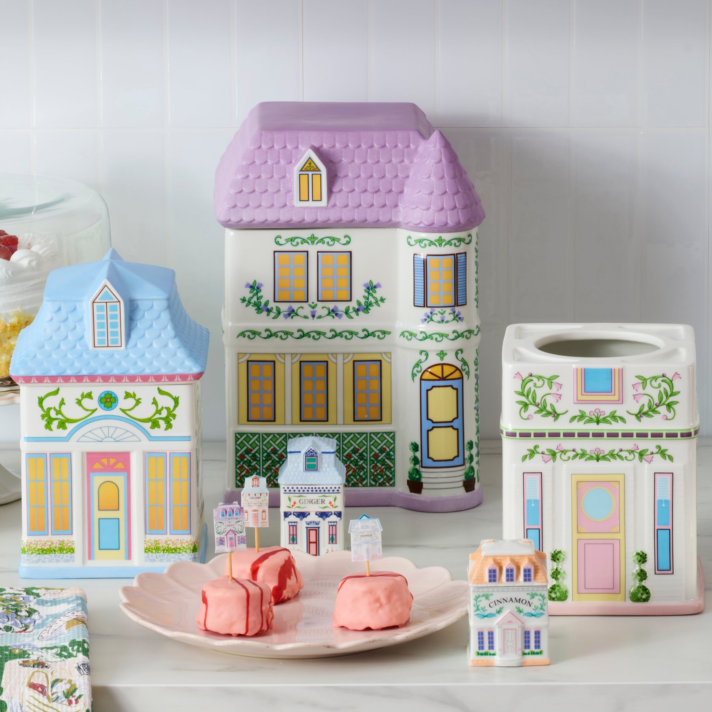 Thekbunny Spice Village House Canisters, Set of 3