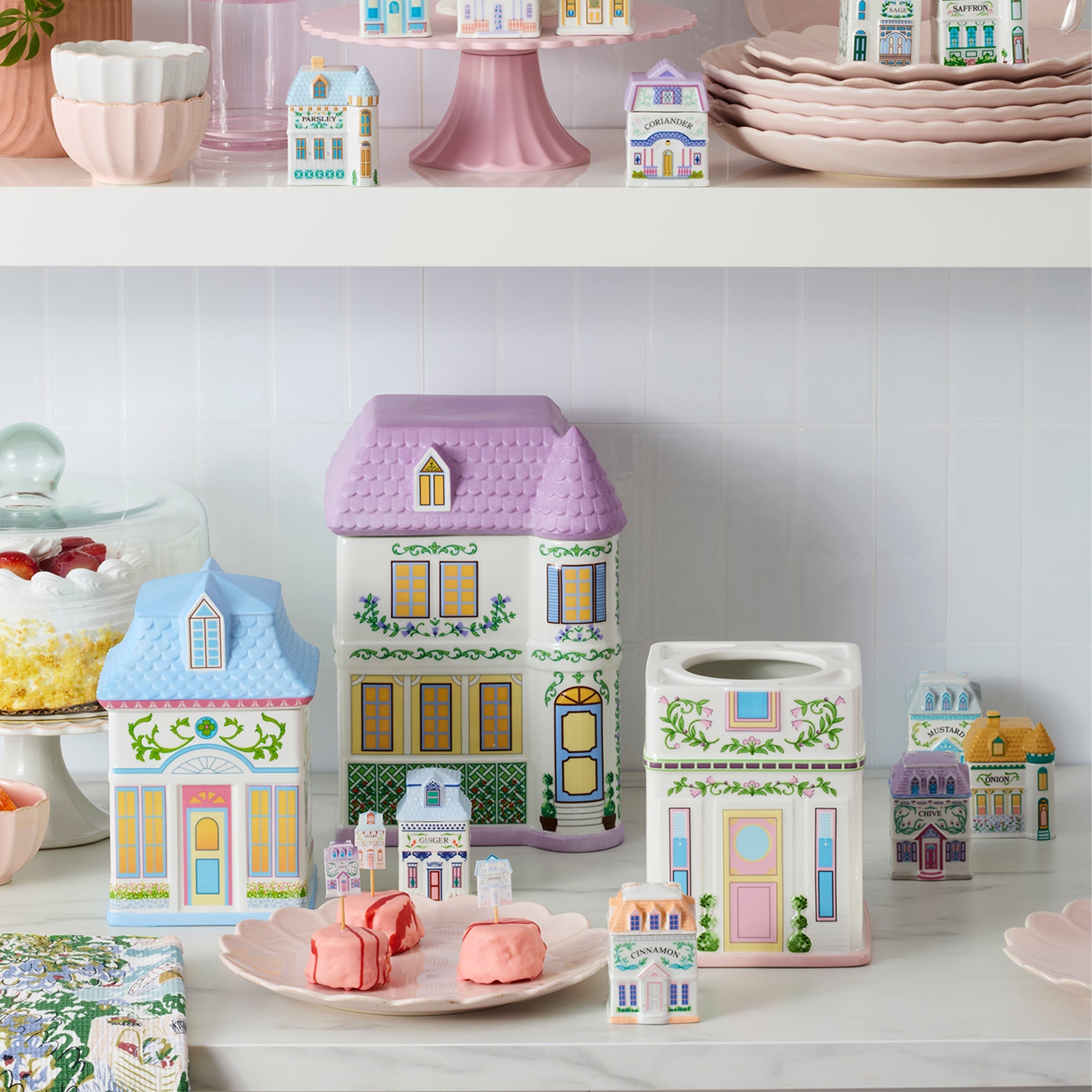 Thekbunny Spice Village House Canisters, Set of 3