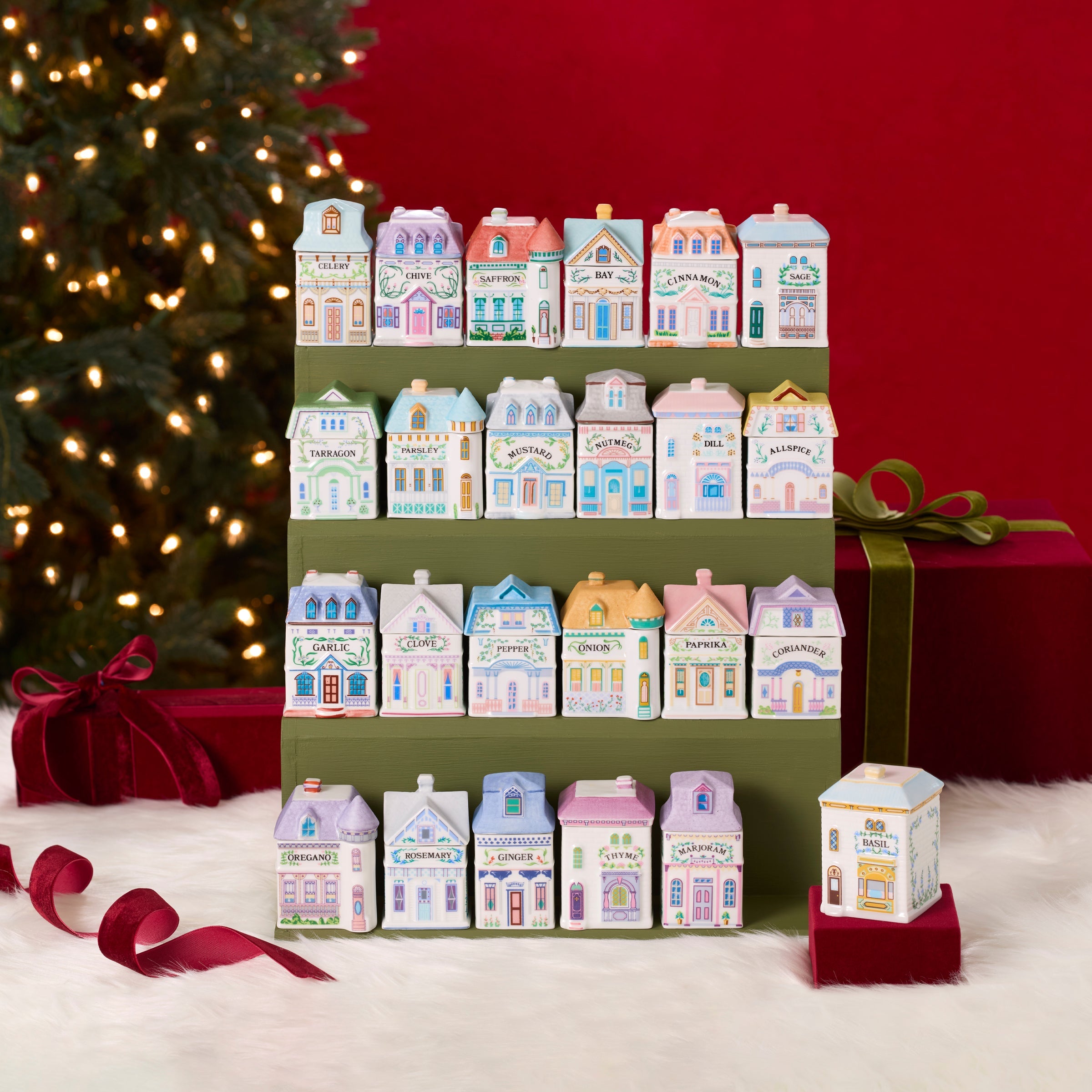 Thekbunny Spice Village 24-Piece Spice Jar Set