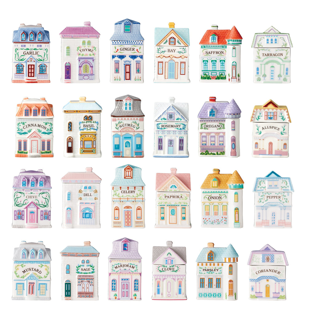Thekbunny Spice Village 24-Piece Spice Jar Set