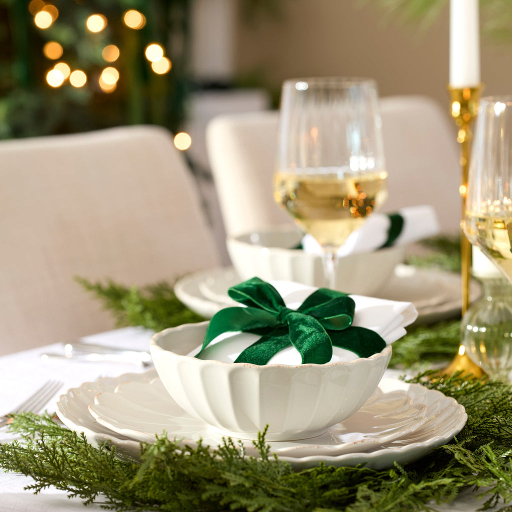 French Perle Scallop Dinner Plates - Set of 4
