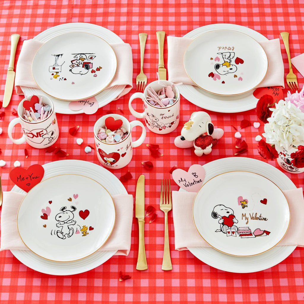 Gingham Pink Dinner Plates - Set of 4