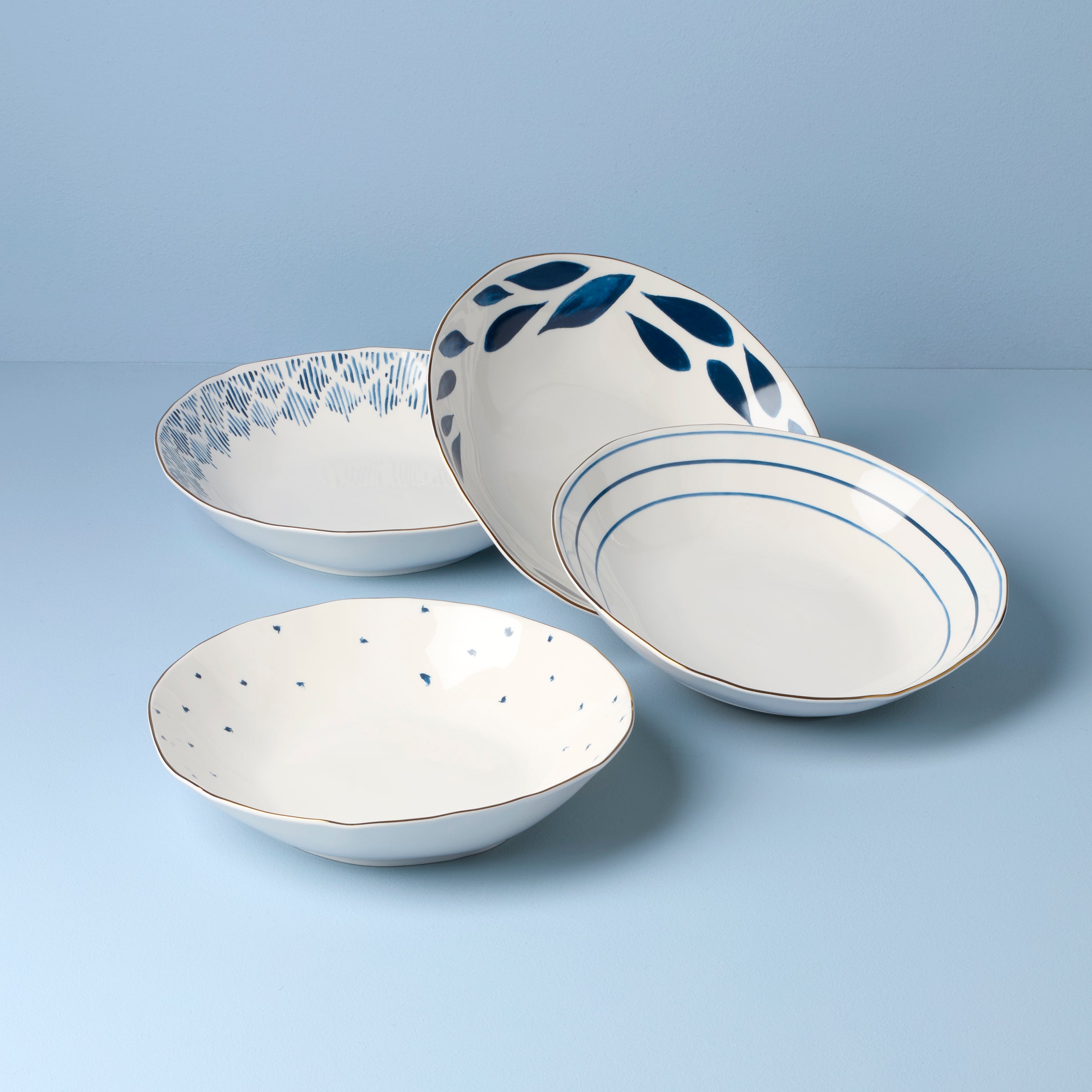 Thekbunny Blue Bay Dinner Bowls - Set of 4