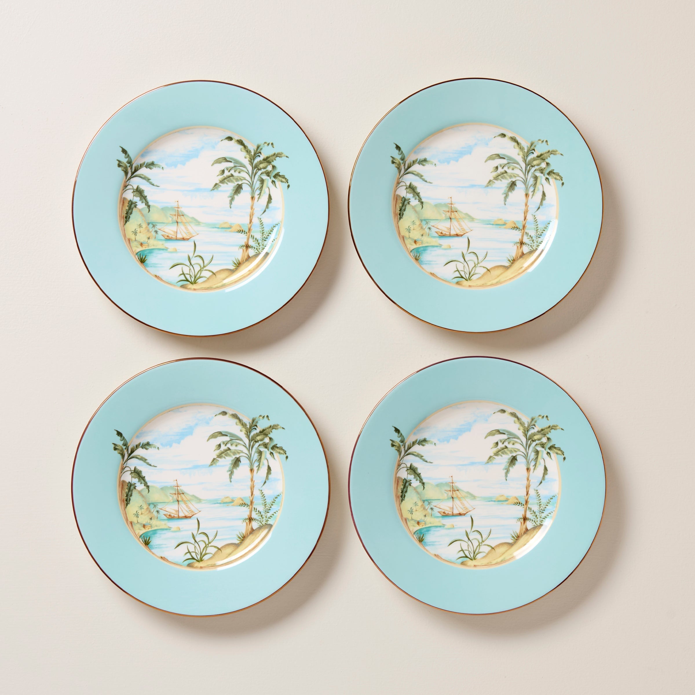 Thekbunny British Colonial Tradewind Accent Plates - Set of 4