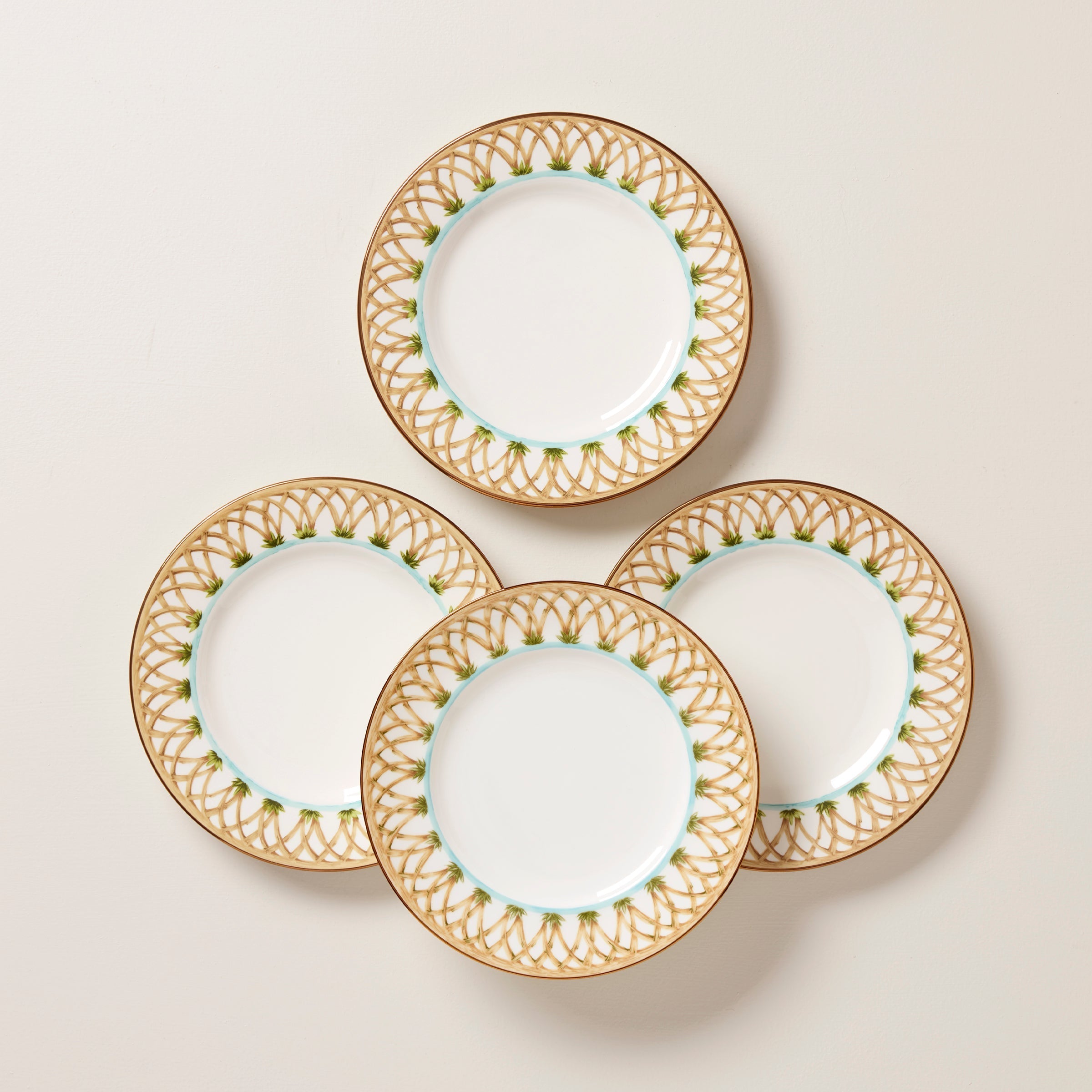 Thekbunny British Colonial Bamboo Accent Plates - Set of 4