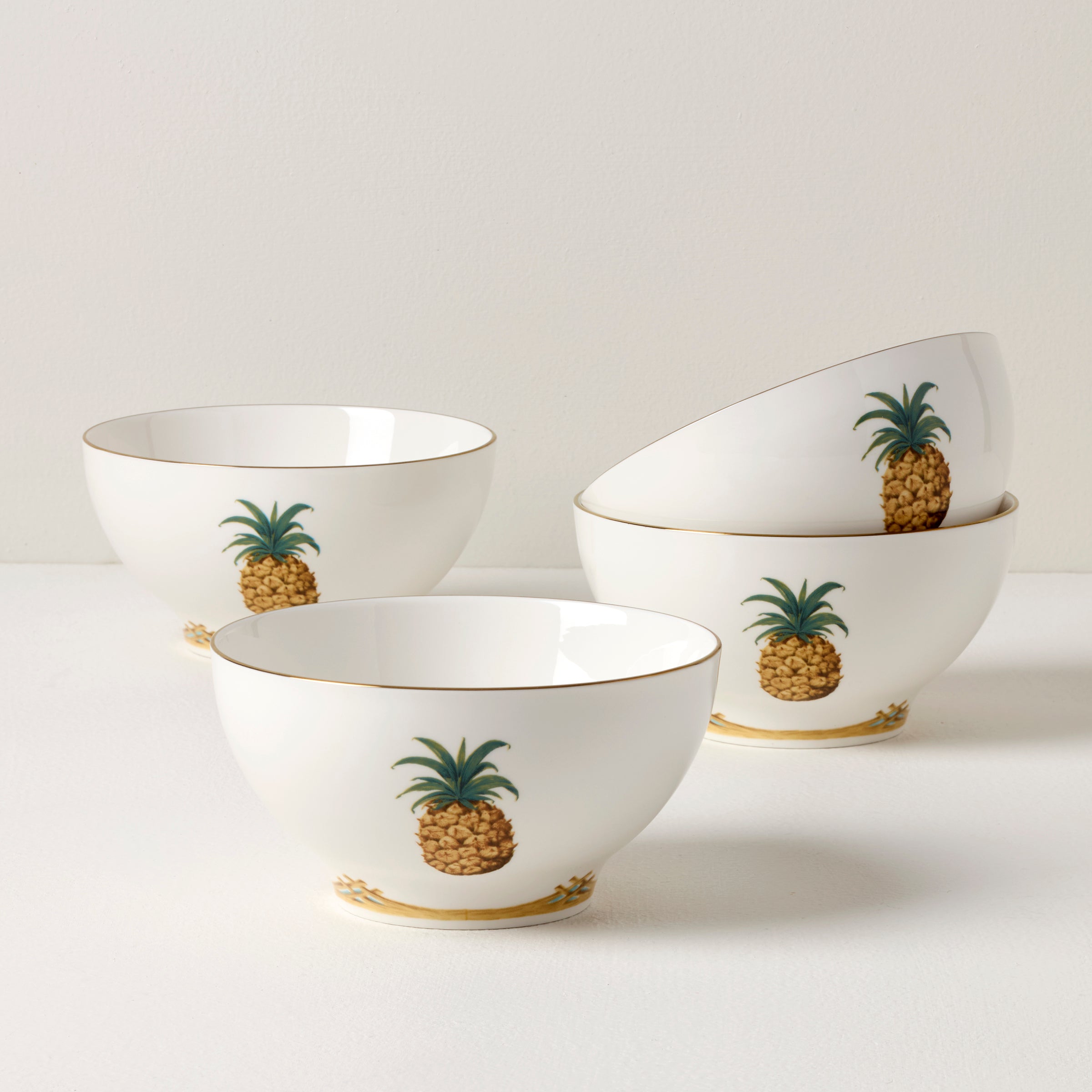 Thekbunny British Colonial Bamboo Rice Bowls - Set of 4