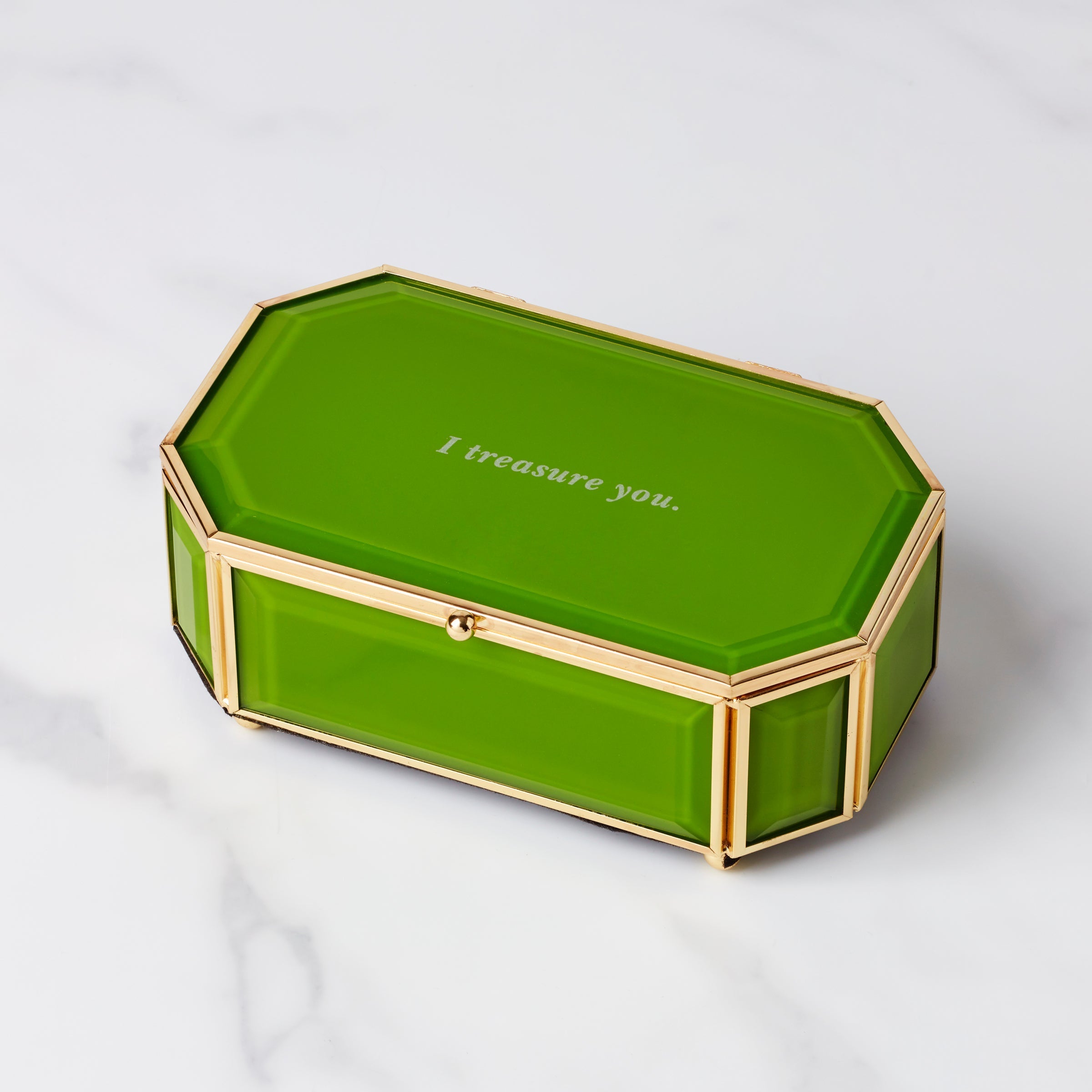 Thekbunny I Treasure You Green Jewelry Box