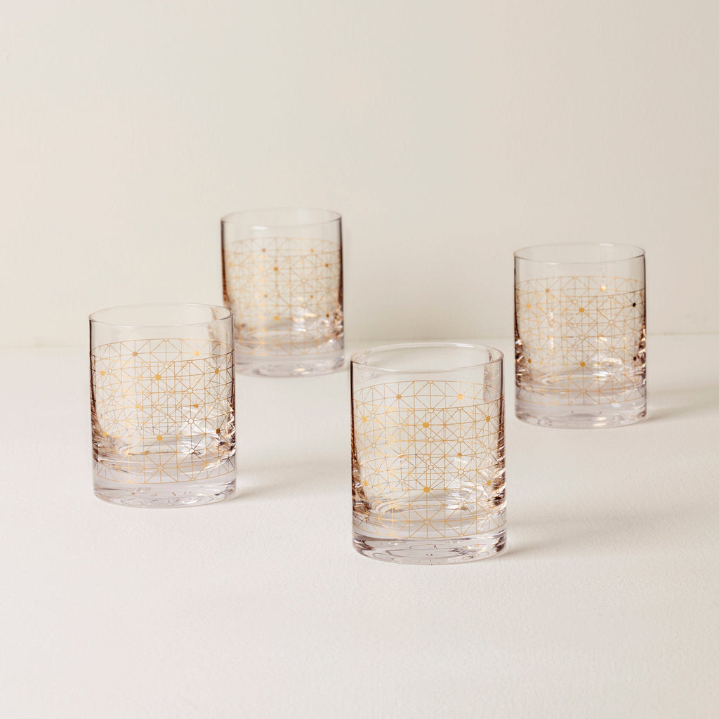 Thekbunny Tuscany Classics Gold Dust Double Old Fashion Glasses - Set