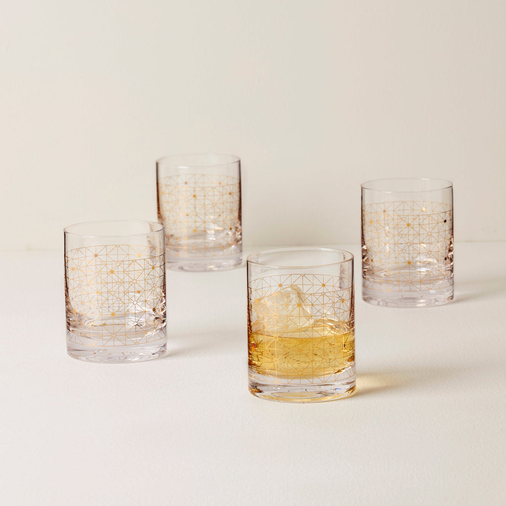 Thekbunny Tuscany Classics Gold Dust Double Old Fashion Glasses - Set