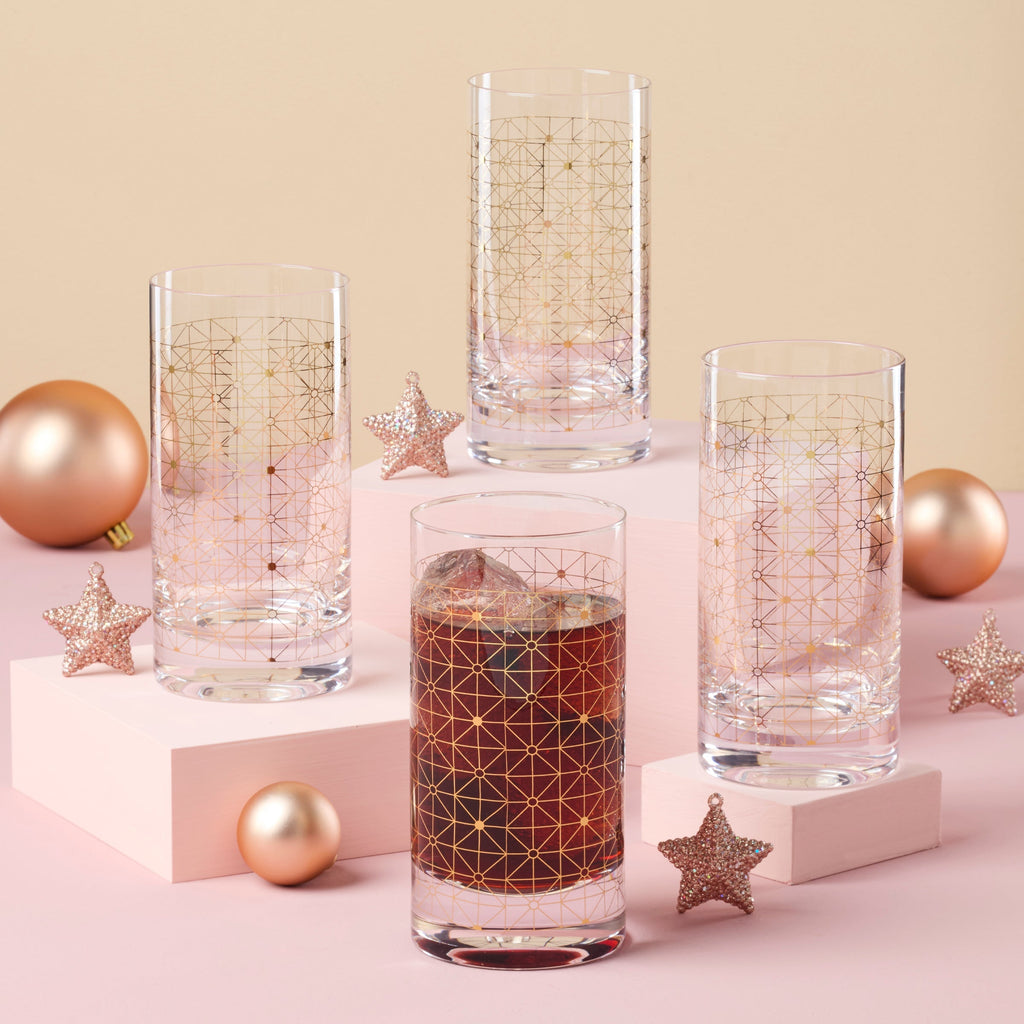 Thekbunny Tuscany Classics Gold Dust Highball Glasses - Set Of 4