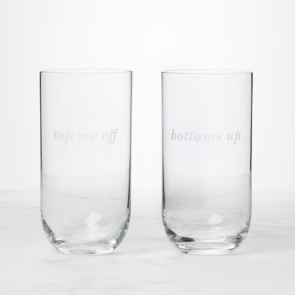 Thekbunny Bottoms Up & Top Me Off Highball Glasses - Set Of 2
