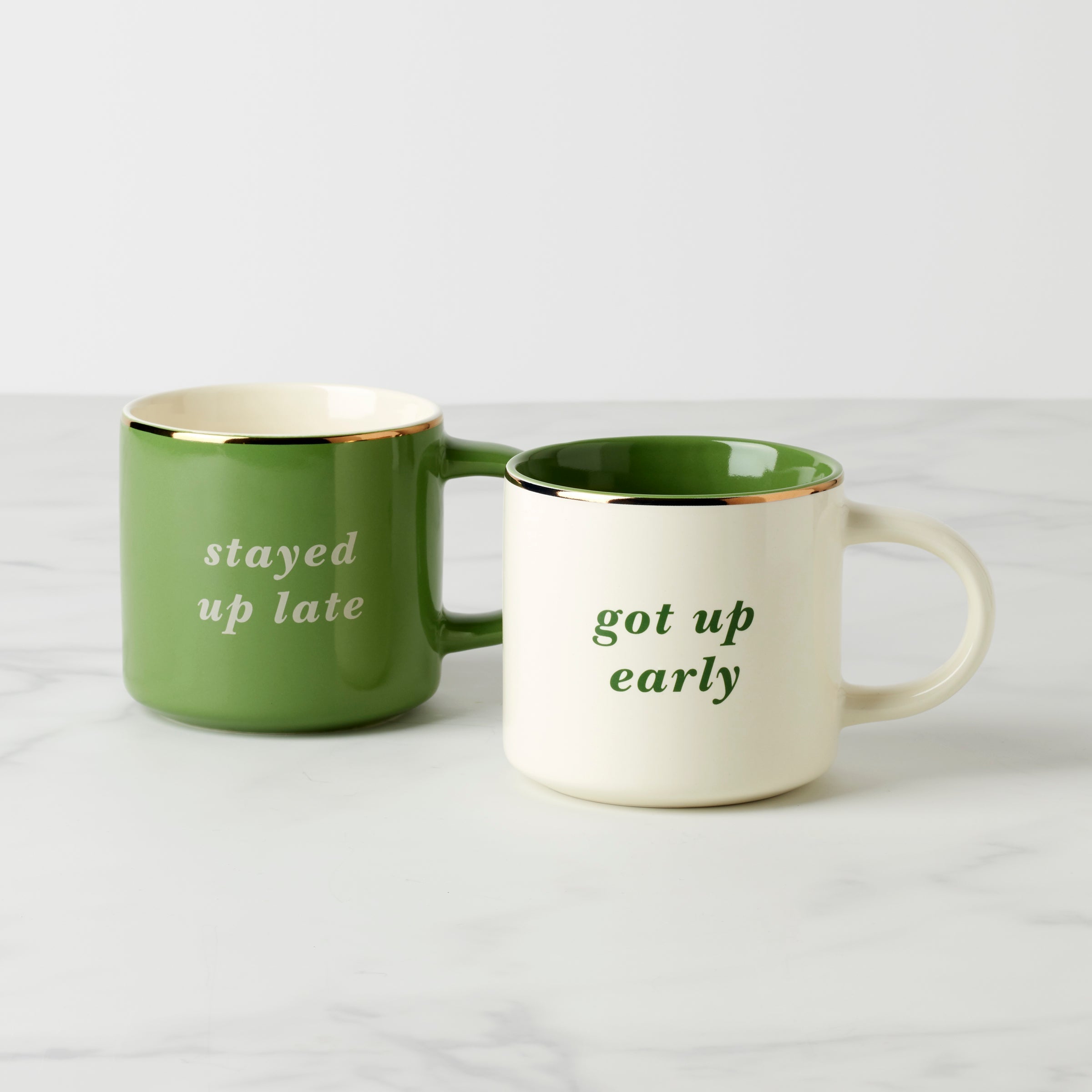Thekbunny Two of a Kind Got Up Early & Stayed Up Late Mugs - Set of 2