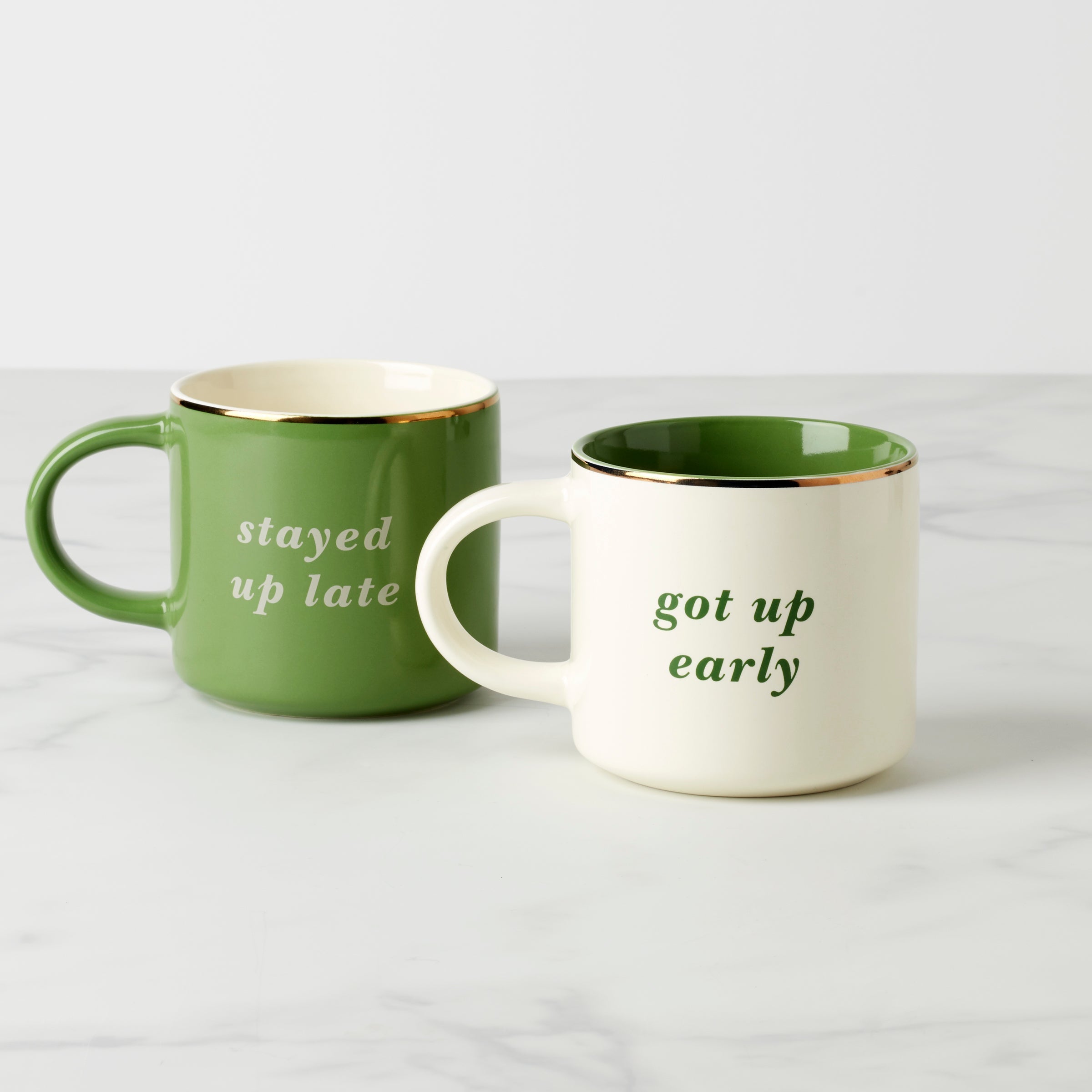 Thekbunny Two of a Kind Got Up Early & Stayed Up Late Mugs - Set of 2