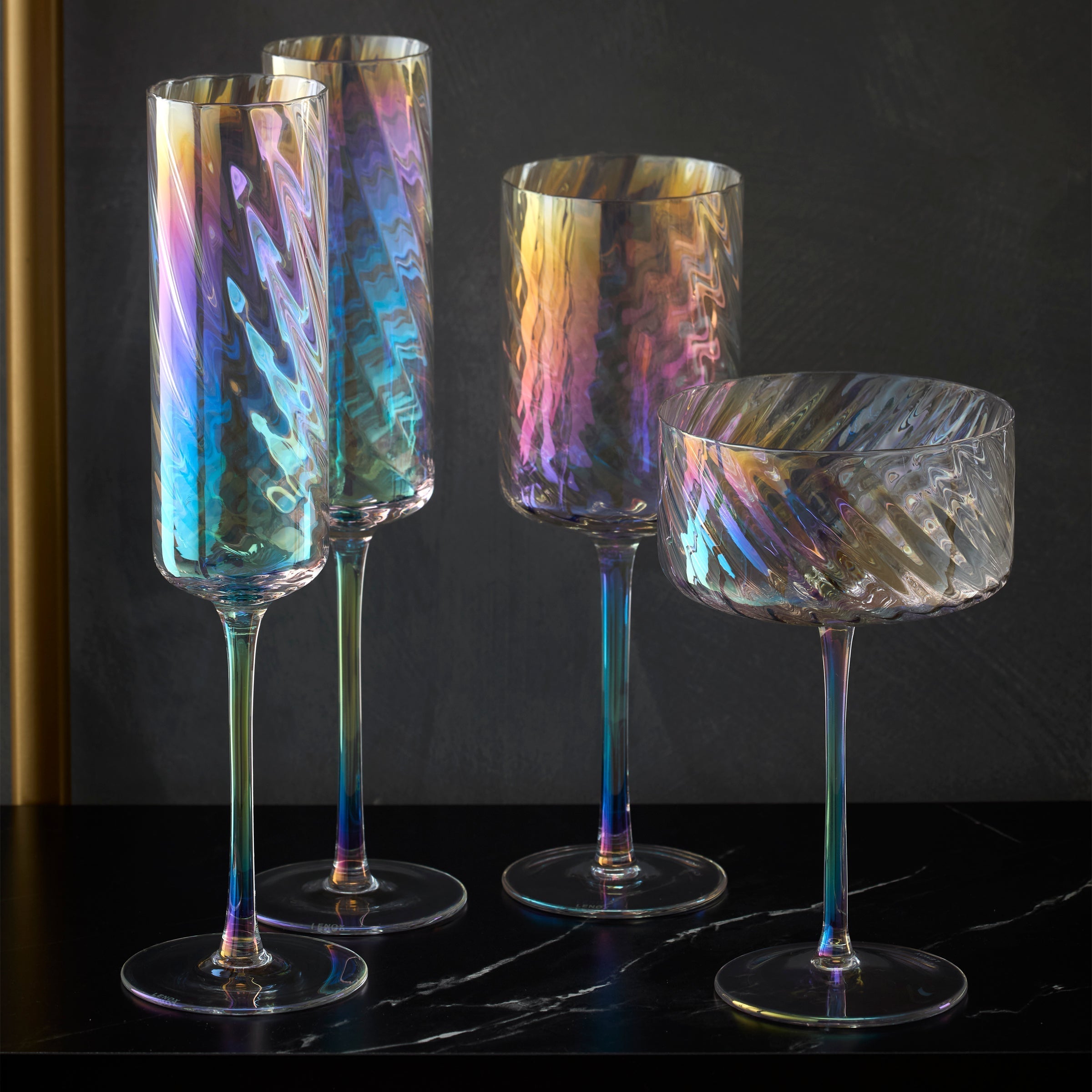 Thekbunny Tuscany Classics Iridescent Coupe Glasses - Set Of 4