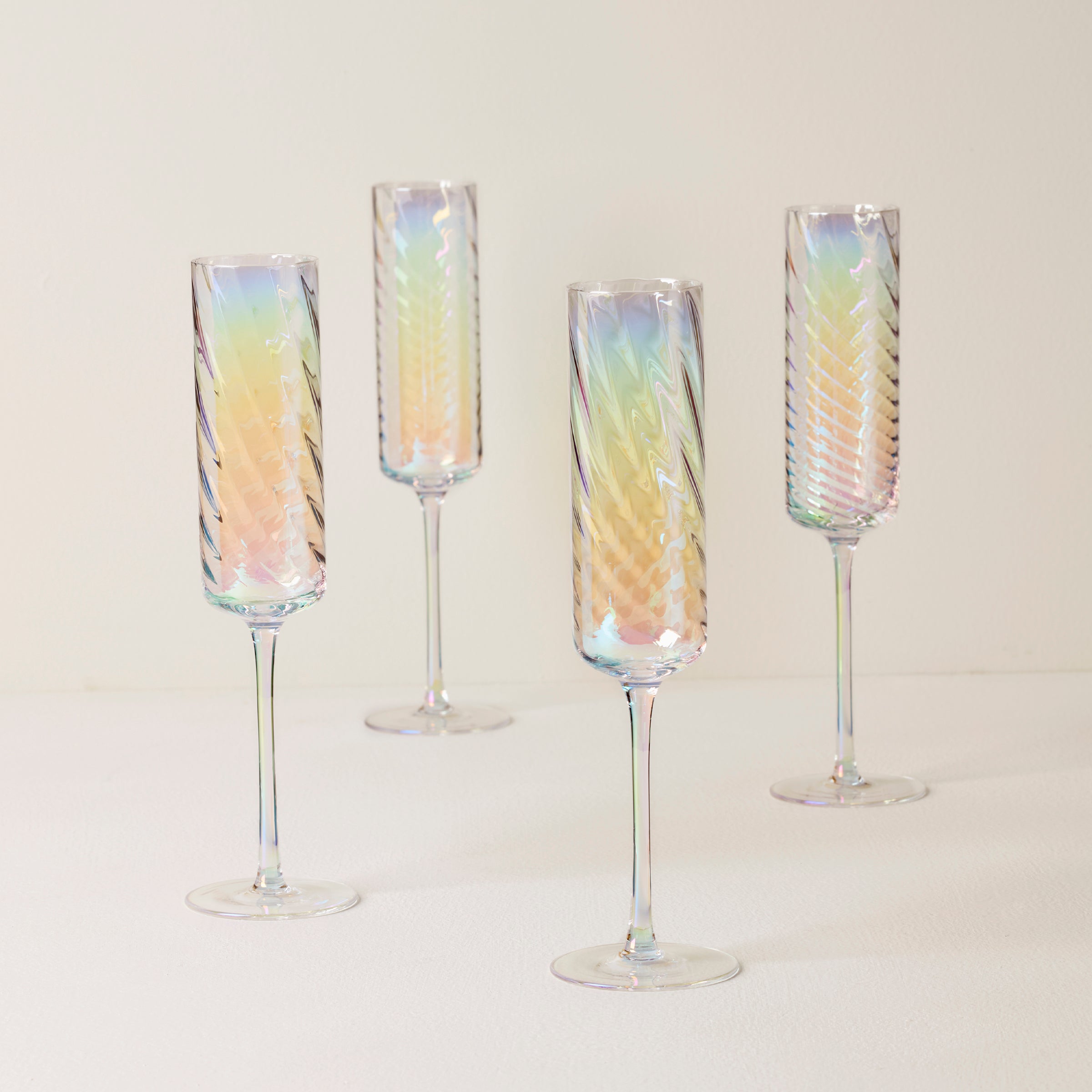 Thekbunny Tuscany Classics Iridescent Flute Glasses - Set Of 4