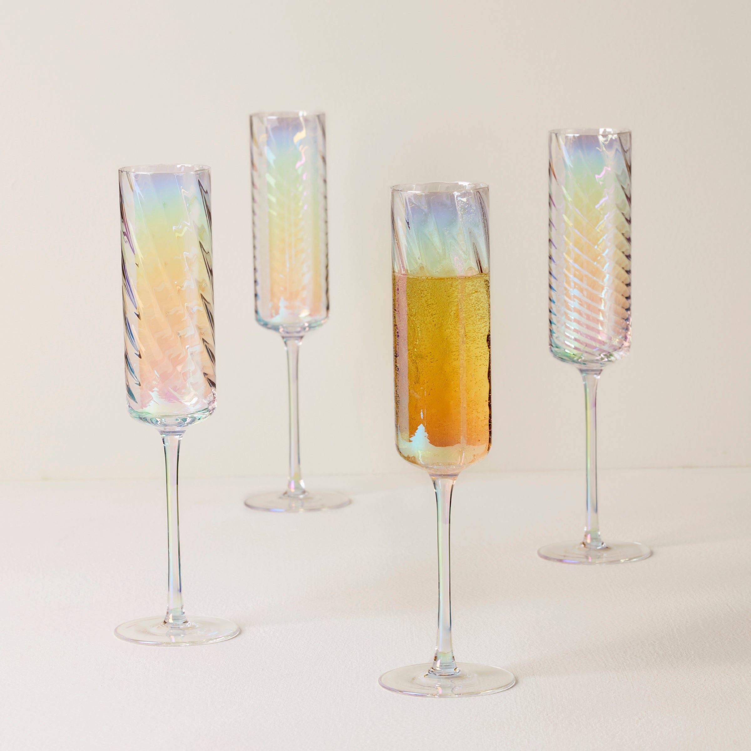 Thekbunny Tuscany Classics Iridescent Flute Glasses - Set Of 4