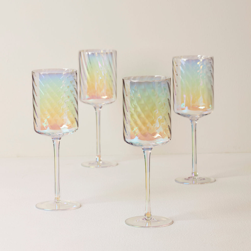 Thekbunny Tuscany Classics Iridescent Red Wine Glasses - Set Of 4