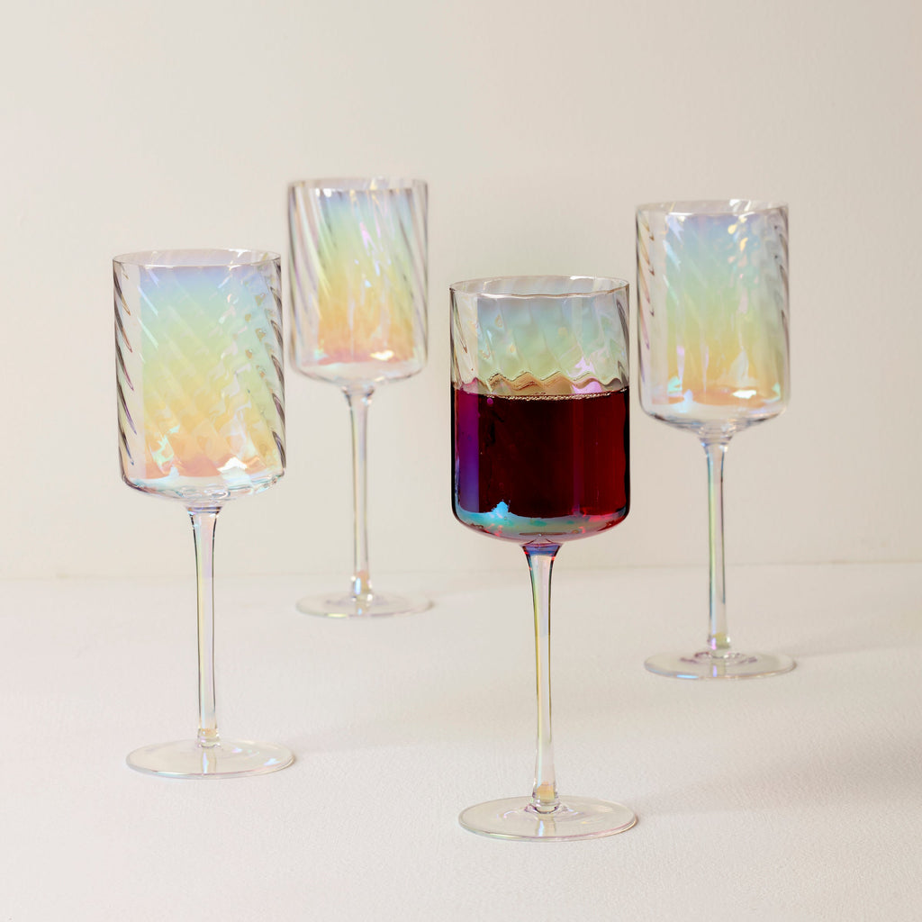 Thekbunny Tuscany Classics Iridescent Red Wine Glasses - Set Of 4