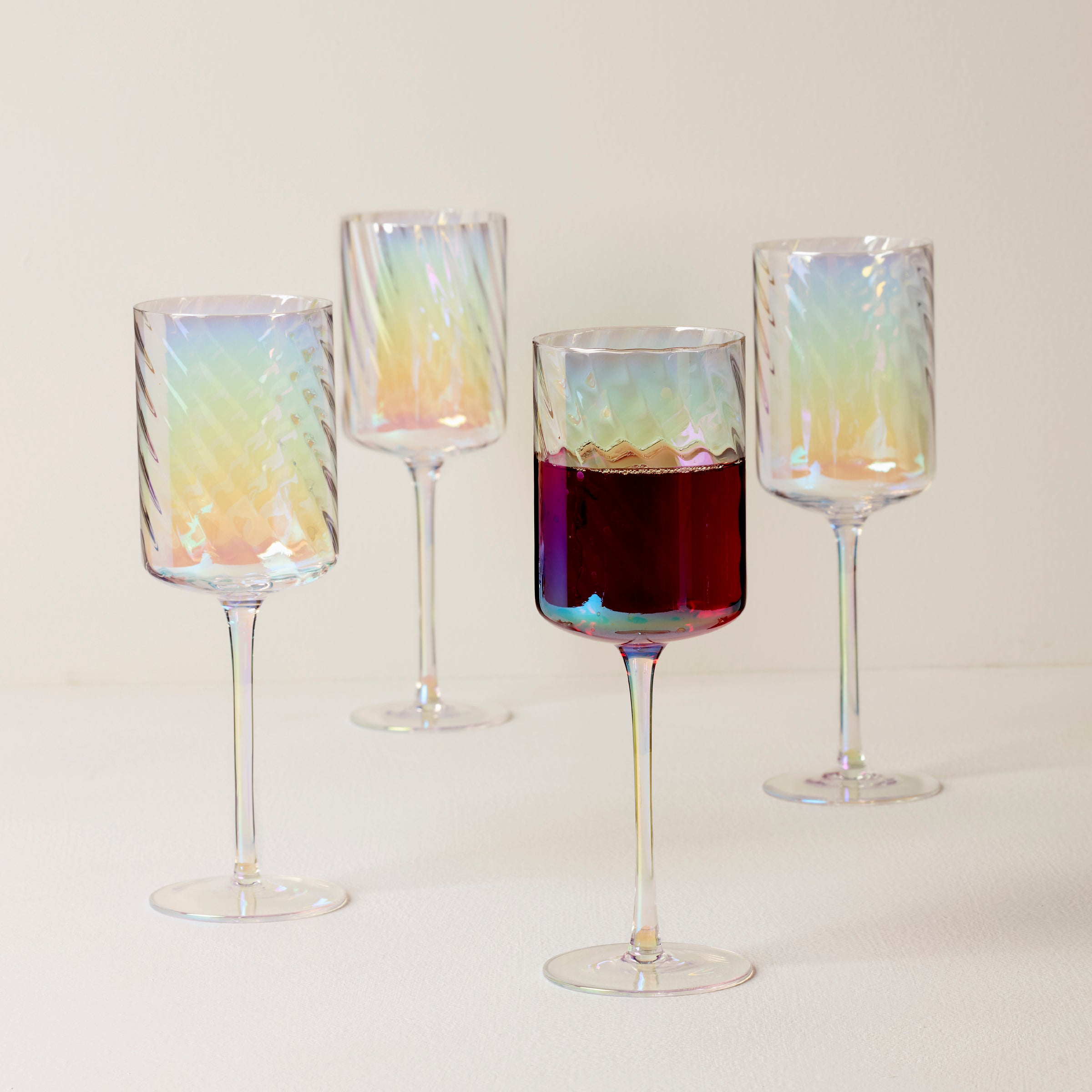 Thekbunny Tuscany Classics Iridescent Red Wine Glasses - Set Of 4