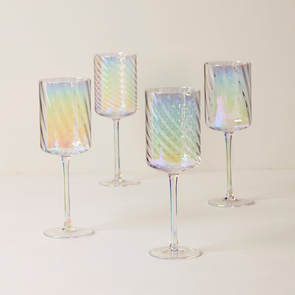 Thekbunny Tuscany Classics Iridescent White Wine Glasses - Set Of 4