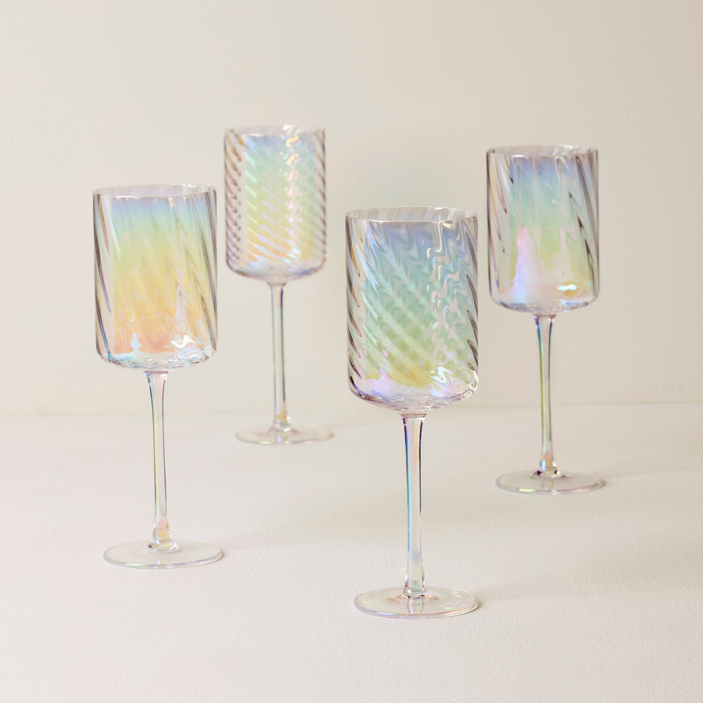 Thekbunny Tuscany Classics Iridescent White Wine Glasses - Set Of 4