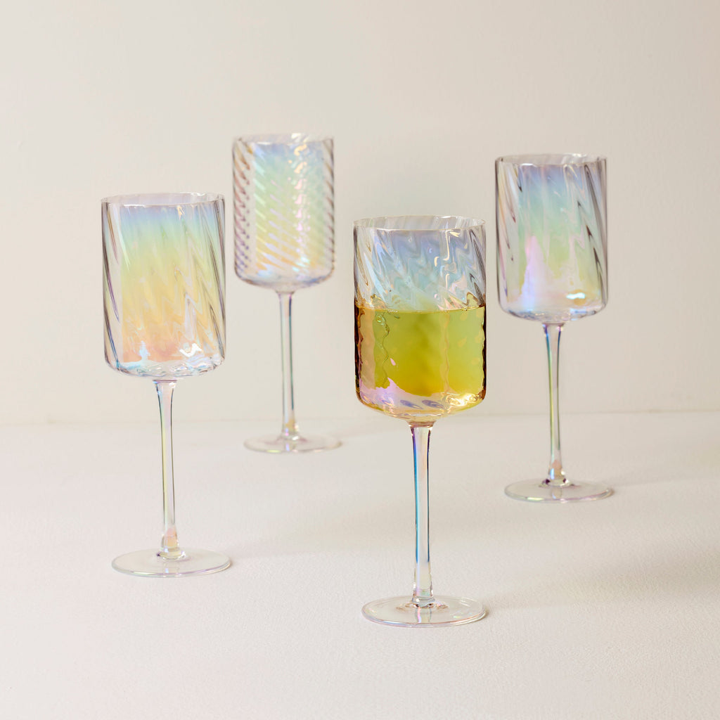 Thekbunny Tuscany Classics Iridescent White Wine Glasses - Set Of 4