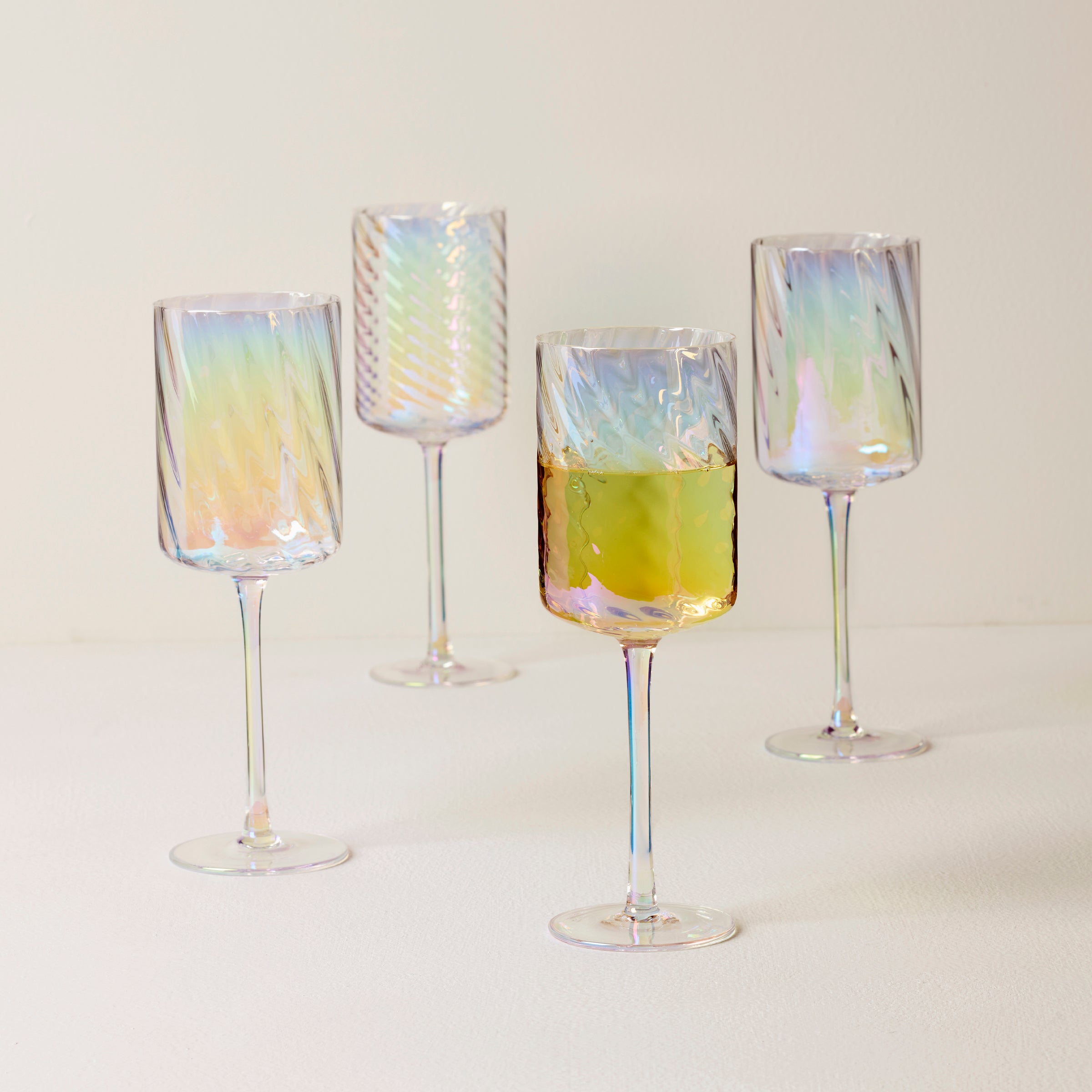 Thekbunny Tuscany Classics Iridescent White Wine Glasses - Set Of 4