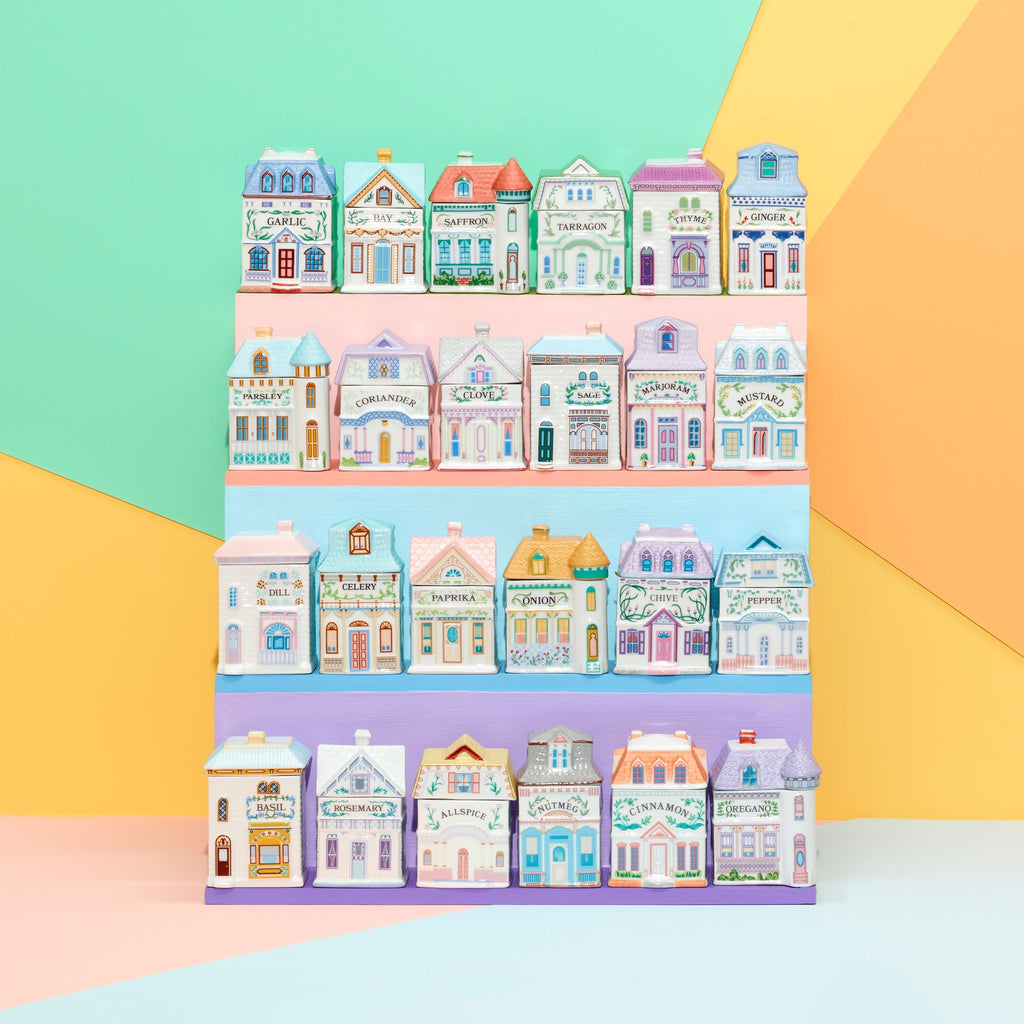 Thekbunny Spice Village 24-Piece Spice Jar Set
