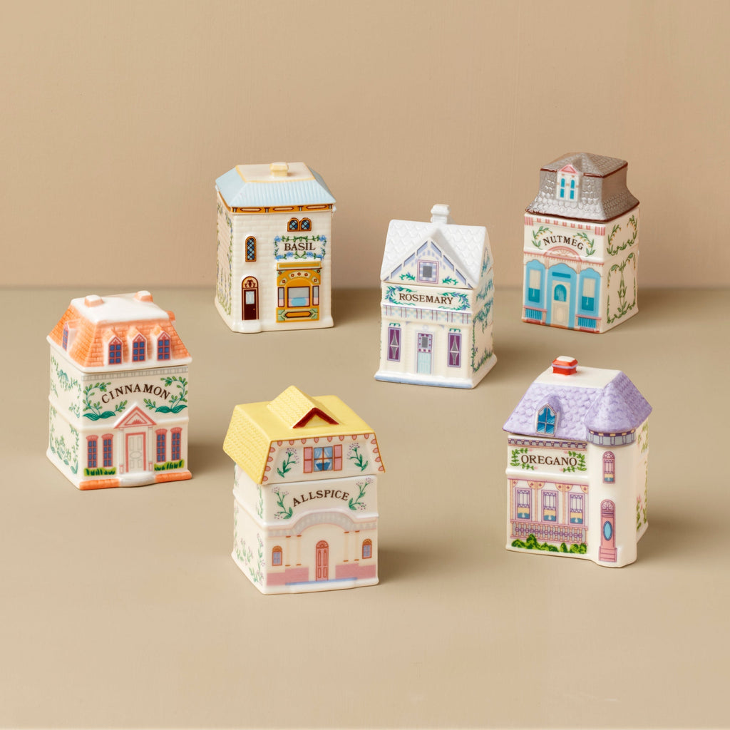 Thekbunny Spice Village 6-Piece Garden District Spice Jar Set