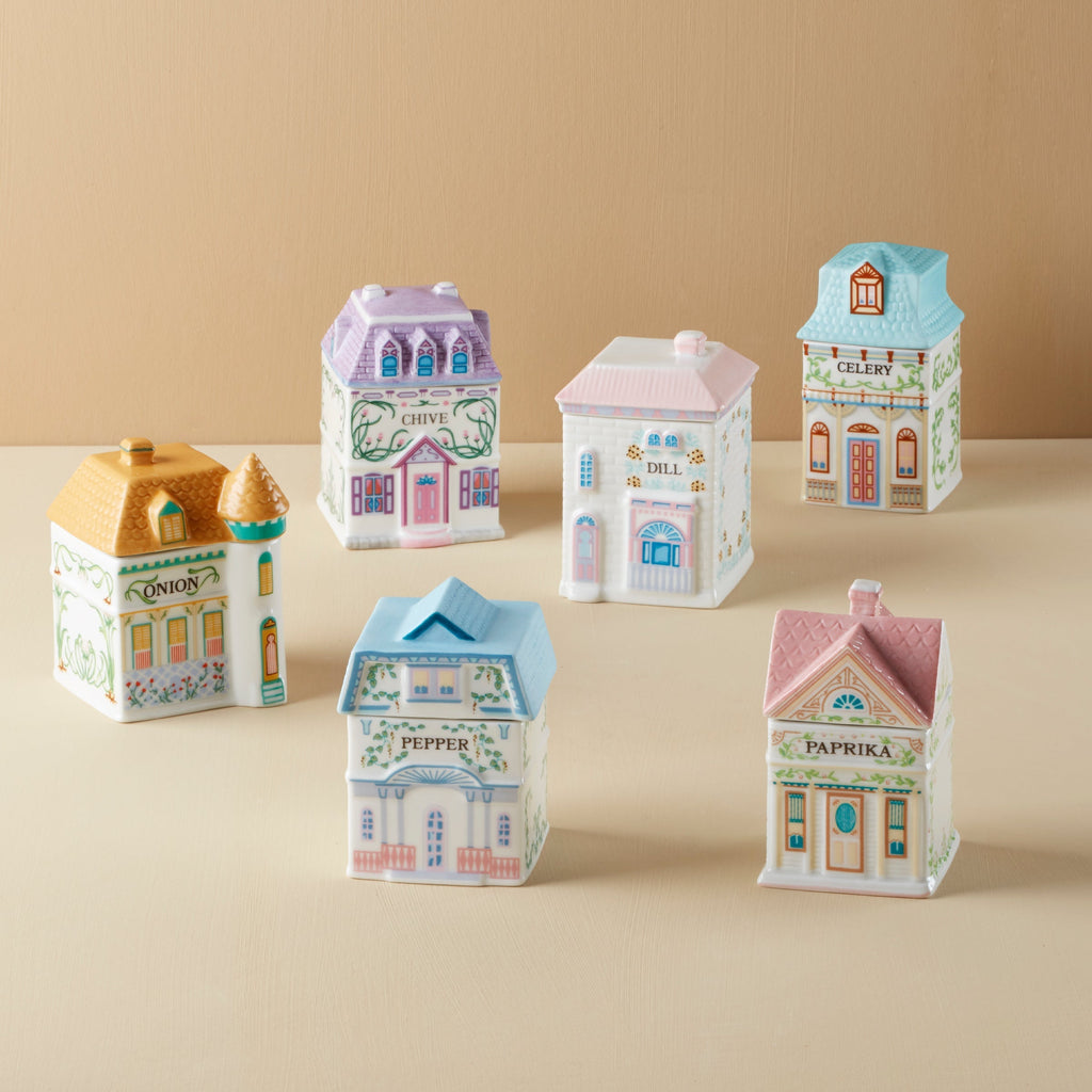 Thekbunny Spice Village 6-Piece Savory Street Spice Jar Set