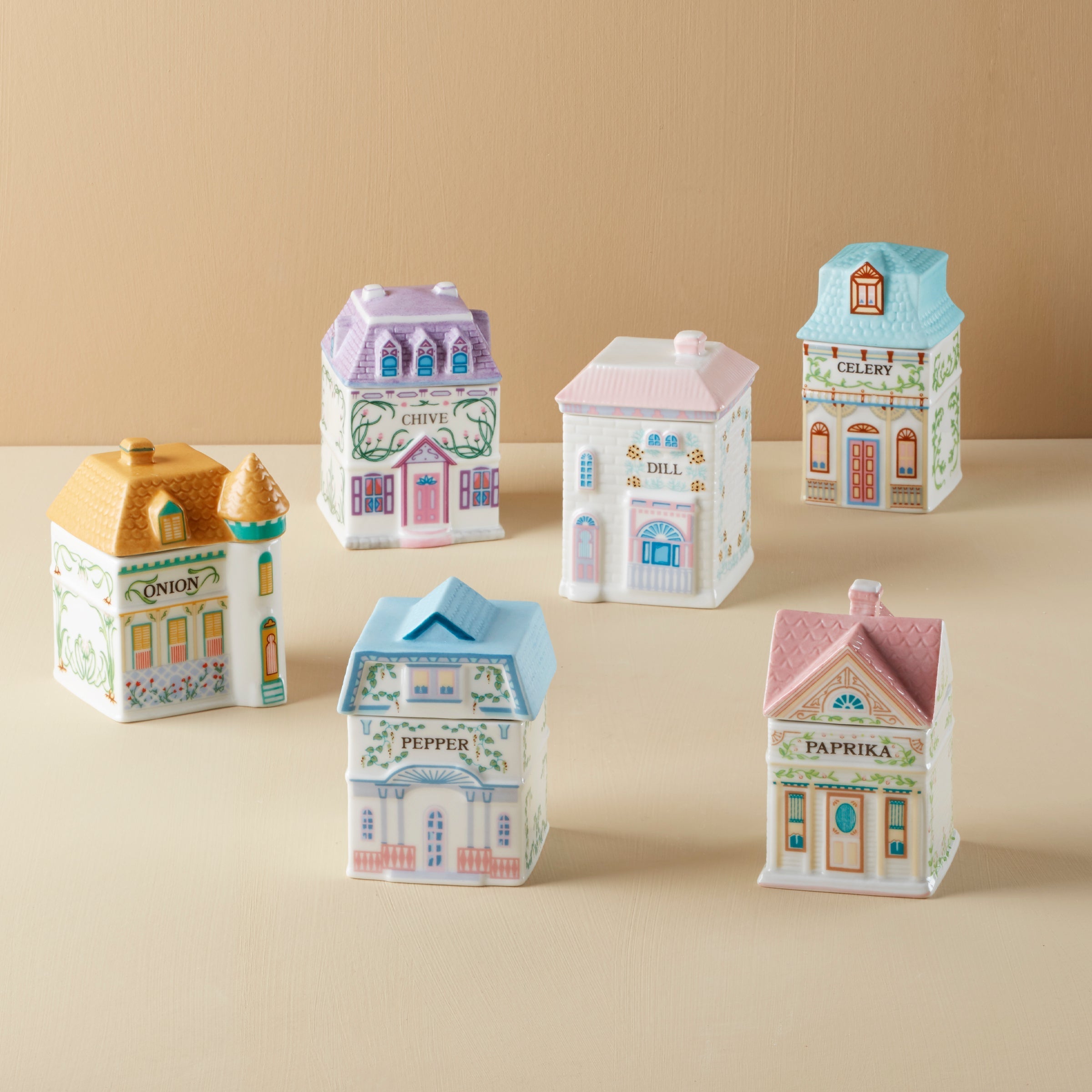 Thekbunny Spice Village 6-Piece Savory Street Spice Jar Set