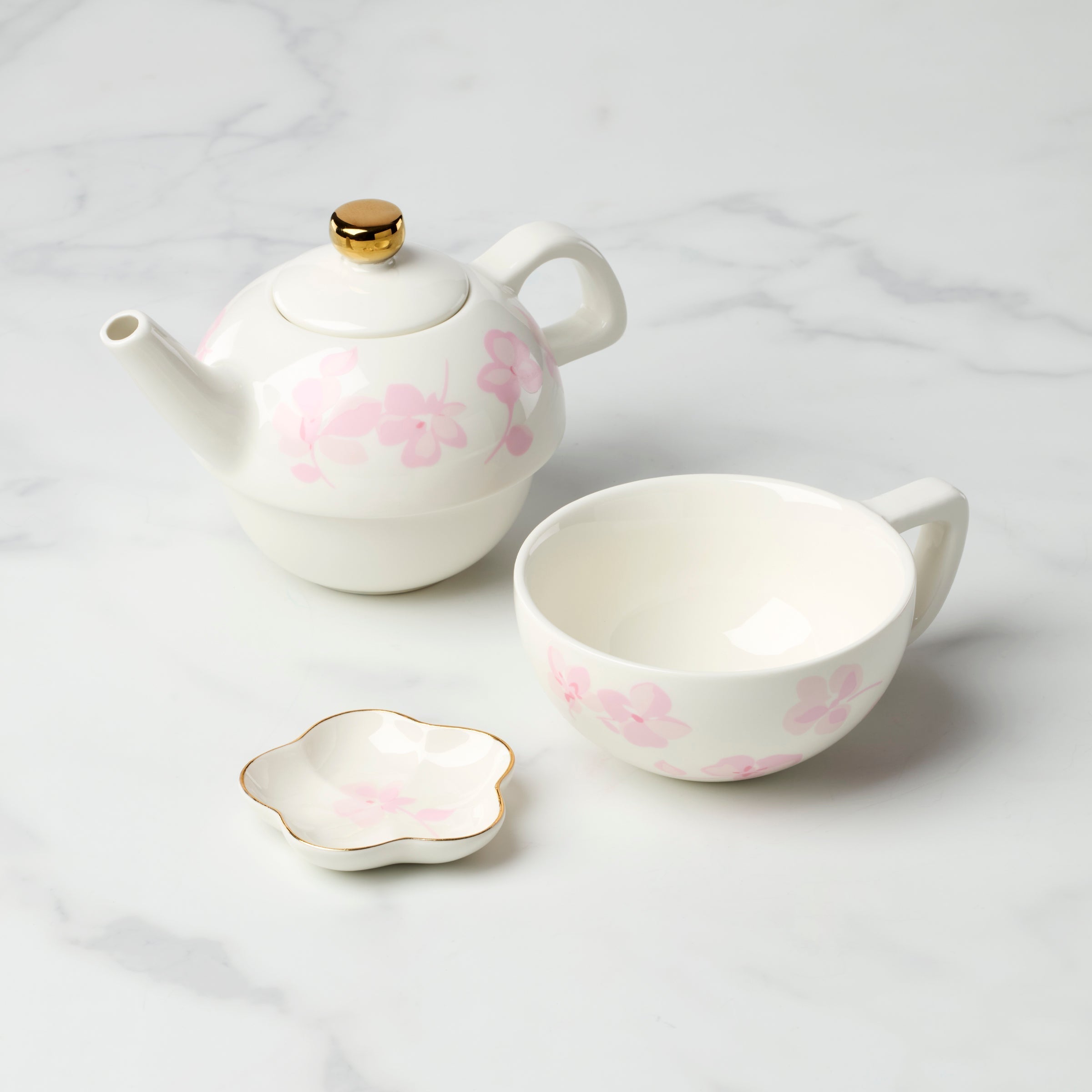 Thekbunny Spring Pansies Tea For One With Tea Bag Holder
