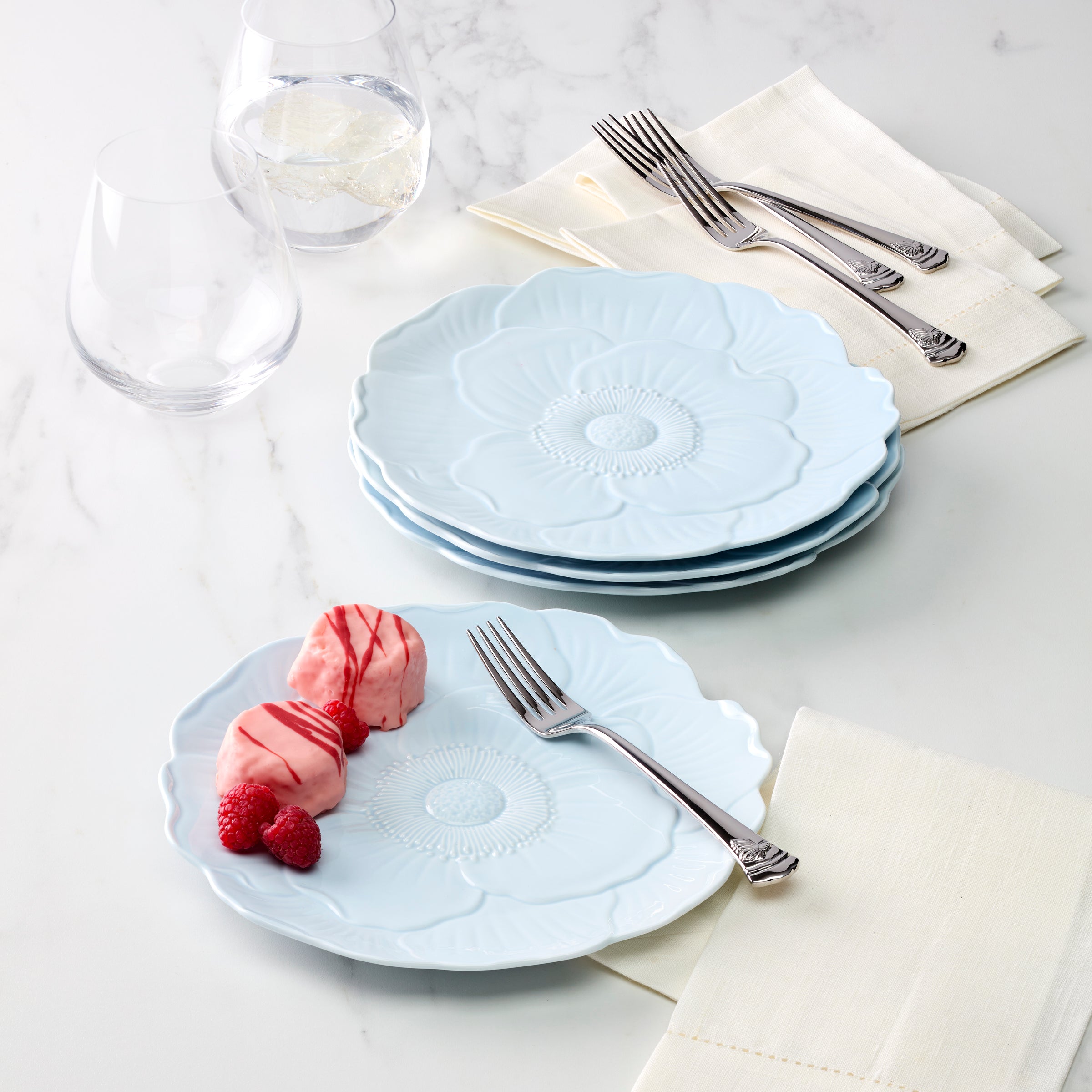 Thekbunny Butterfly Meadow Floral Blue Accent Plates - Set of 4