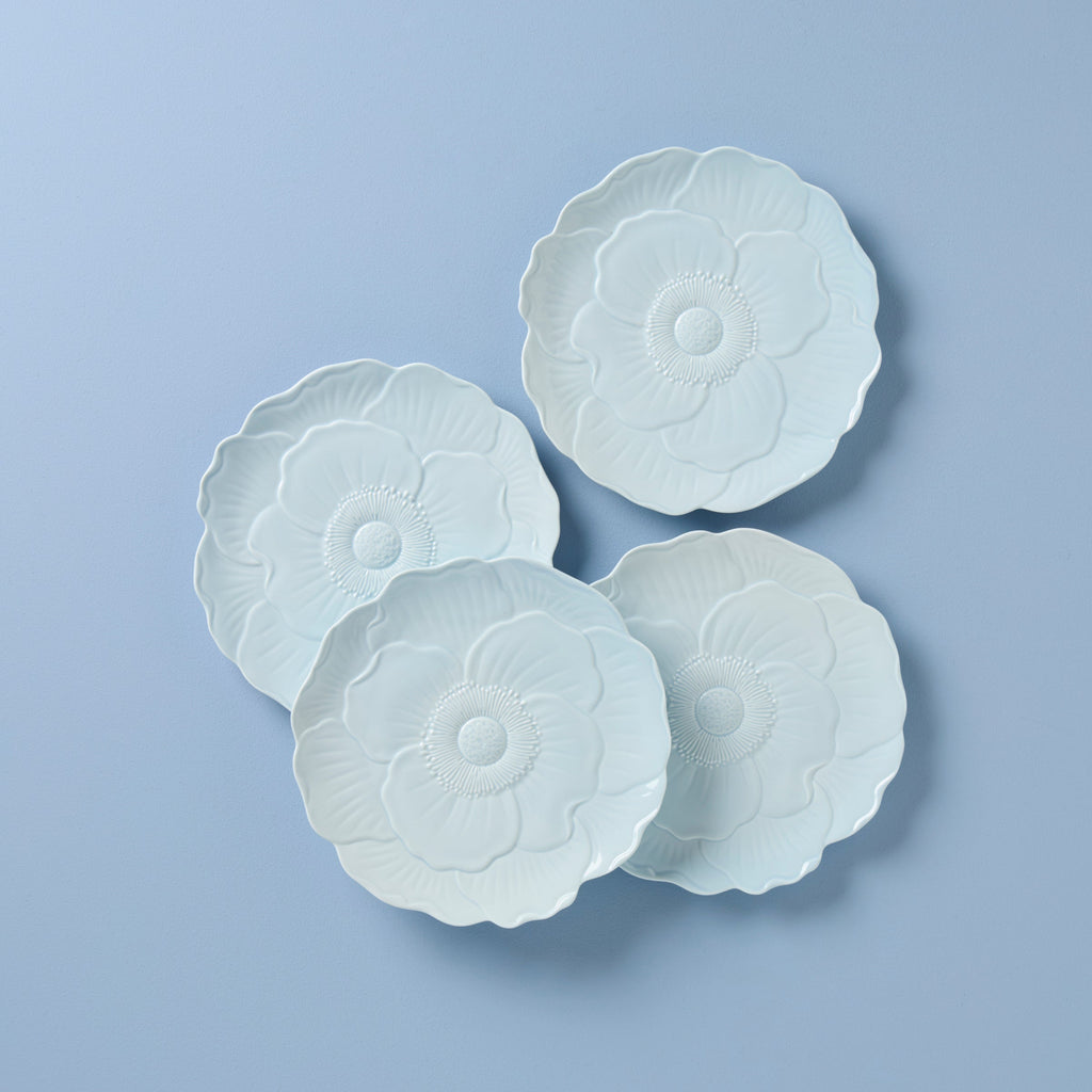 Thekbunny Butterfly Meadow Floral Blue Accent Plates - Set of 4
