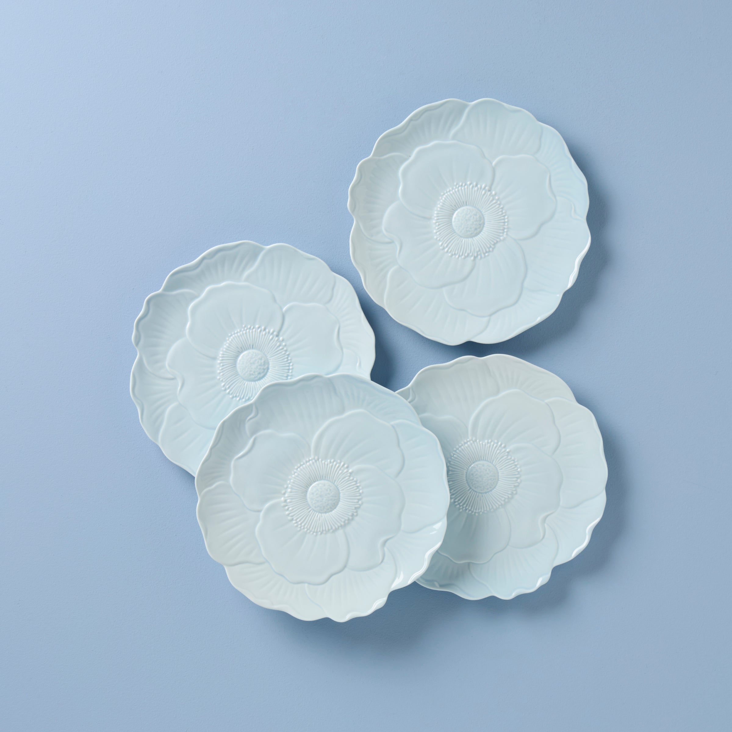 Thekbunny Butterfly Meadow Floral Blue Accent Plates - Set of 4