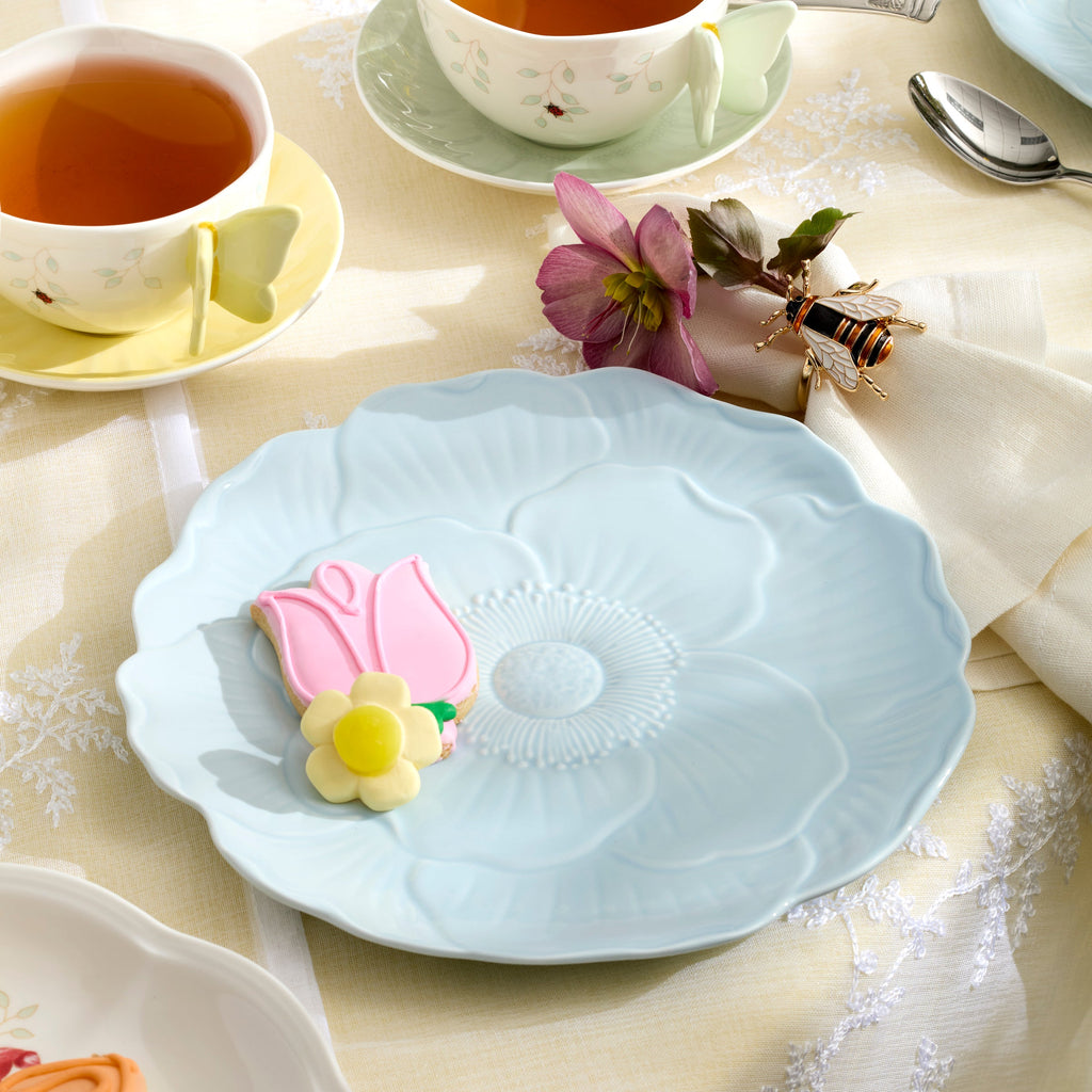 Thekbunny Butterfly Meadow Floral Blue Accent Plates - Set of 4